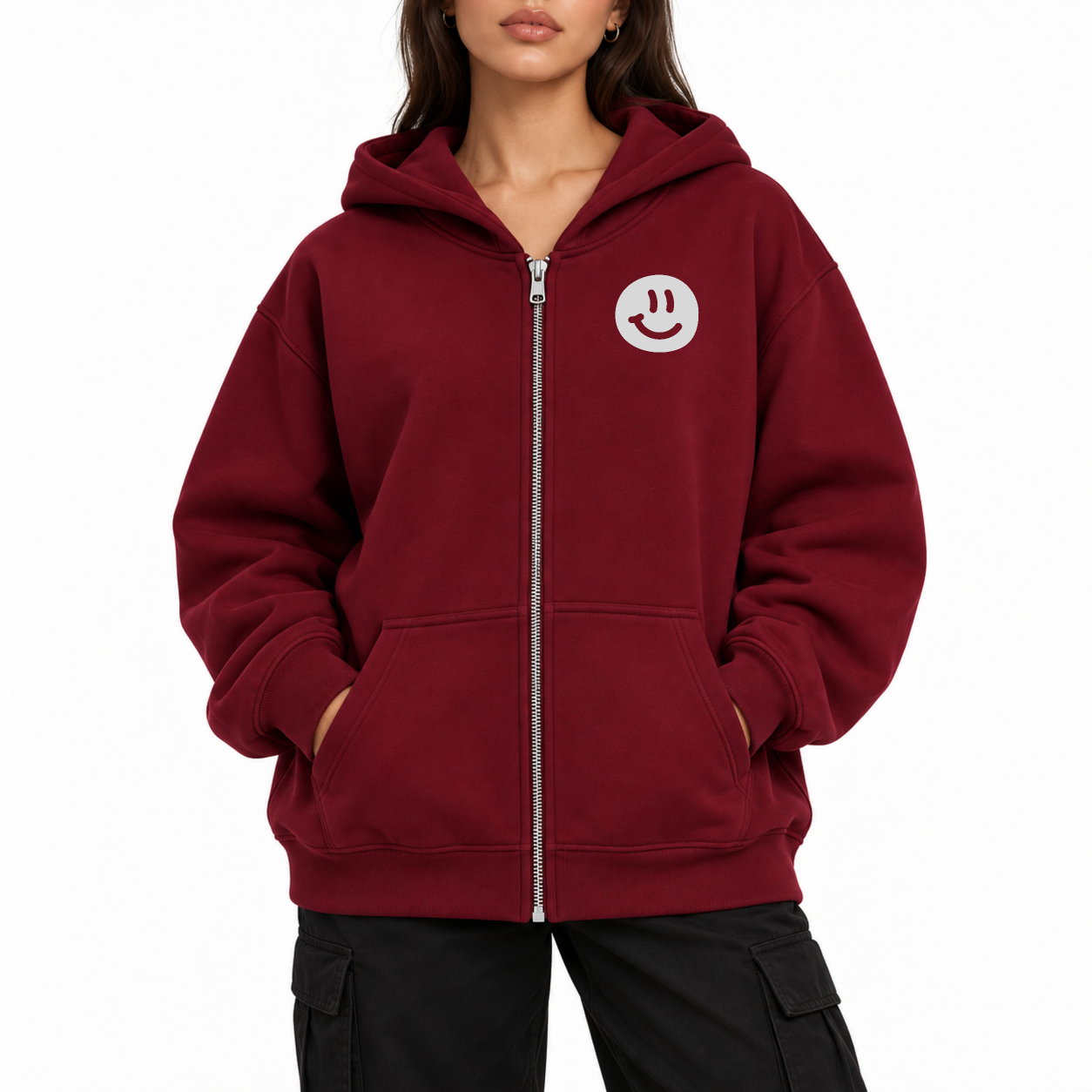 Change Someone's Day Zip Hoodie - Burgundy