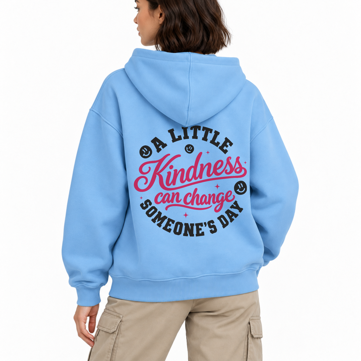 Change Someone's Day Zip Hoodie - Sky Blue