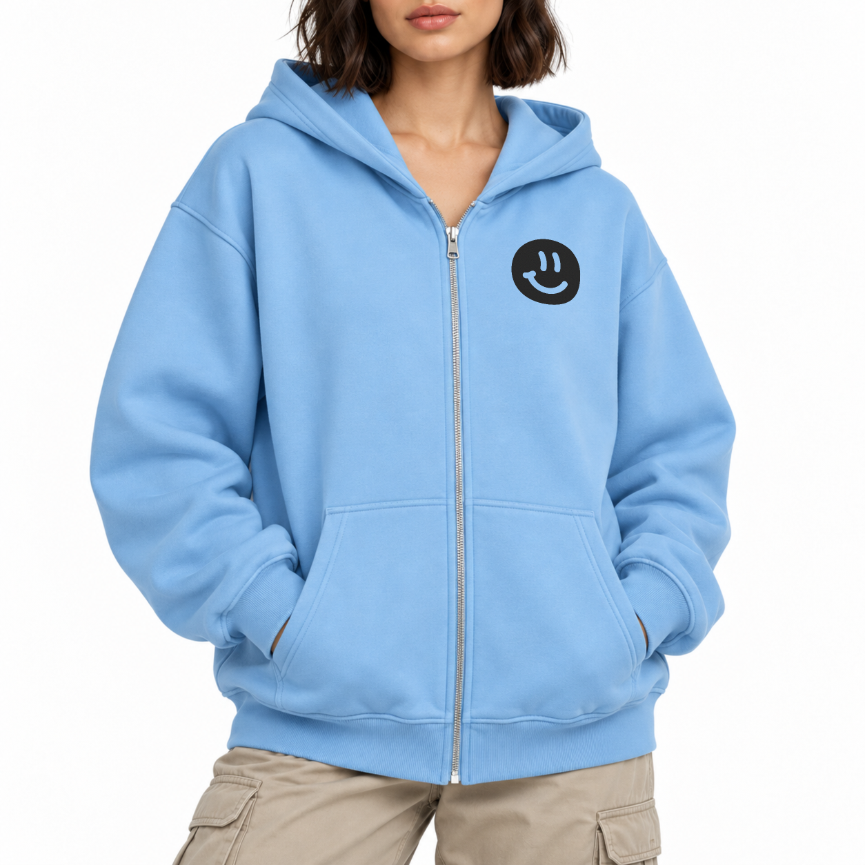 Change Someone's Day Zip Hoodie - Sky Blue