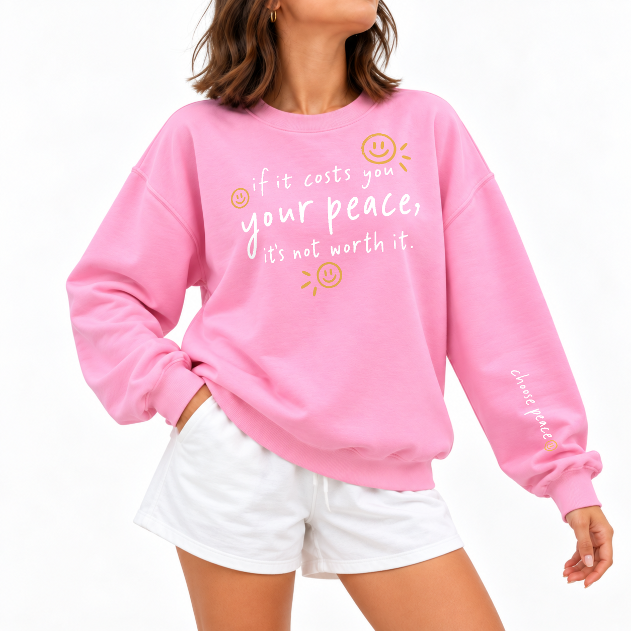Choose Peace Sweater - Bubblegum
