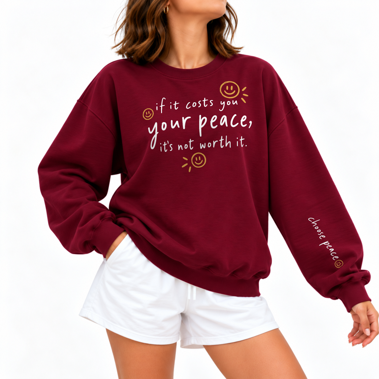 Choose Peace Sweater - Burgundy