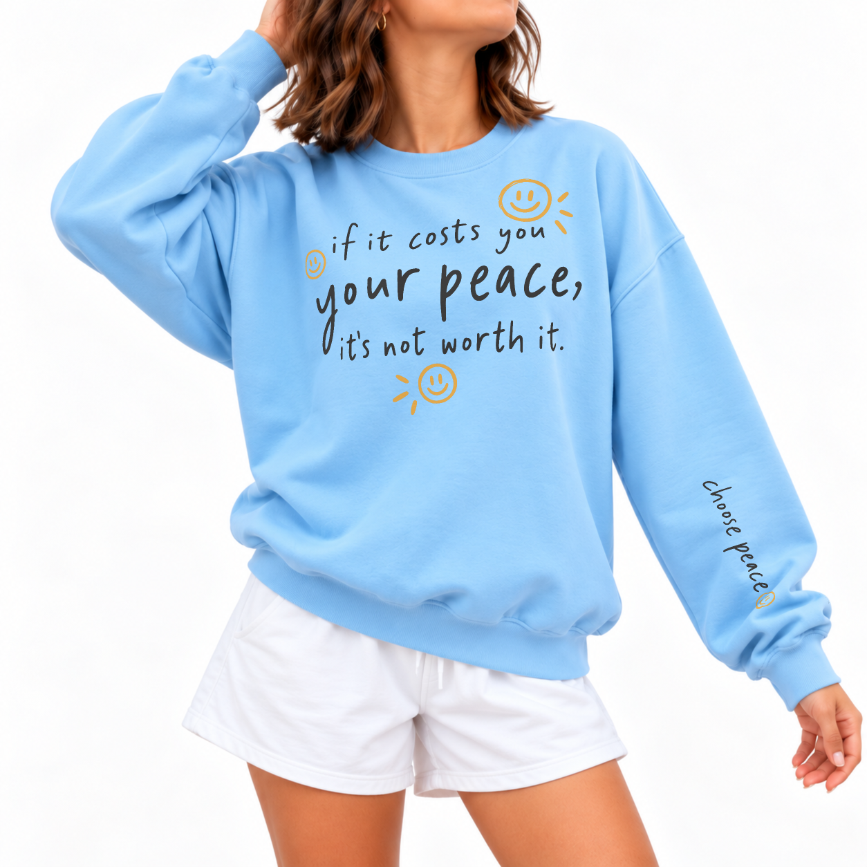 Choose Peace Sweater - Sky Blue