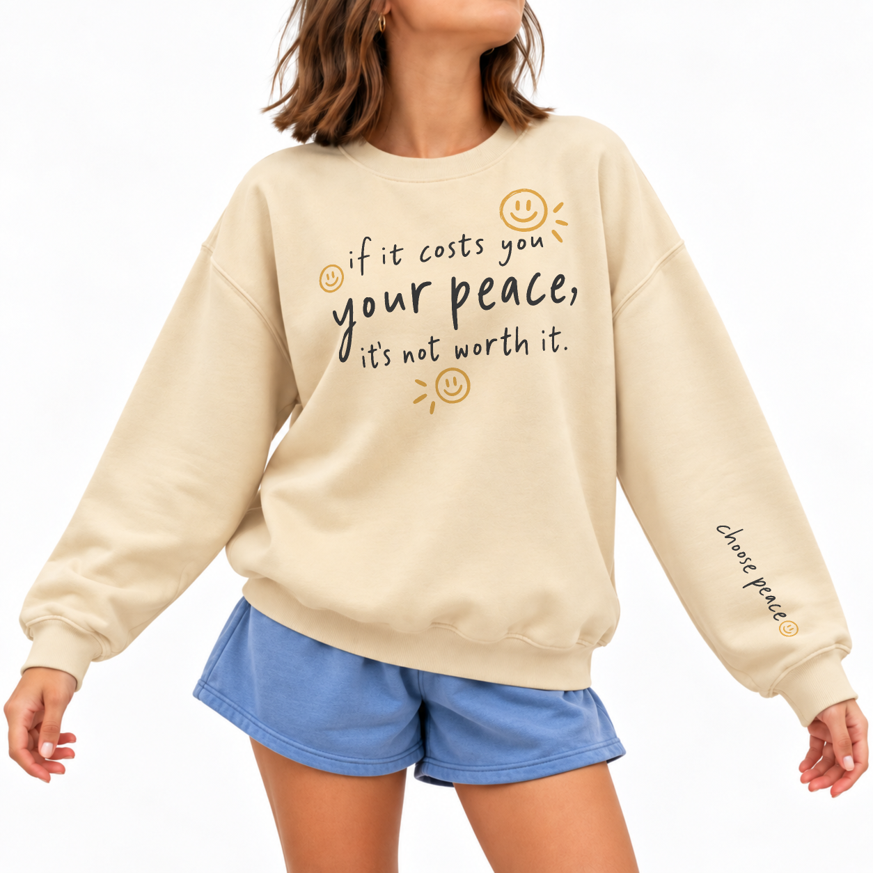 Choose Peace Sweater - Warm Sand