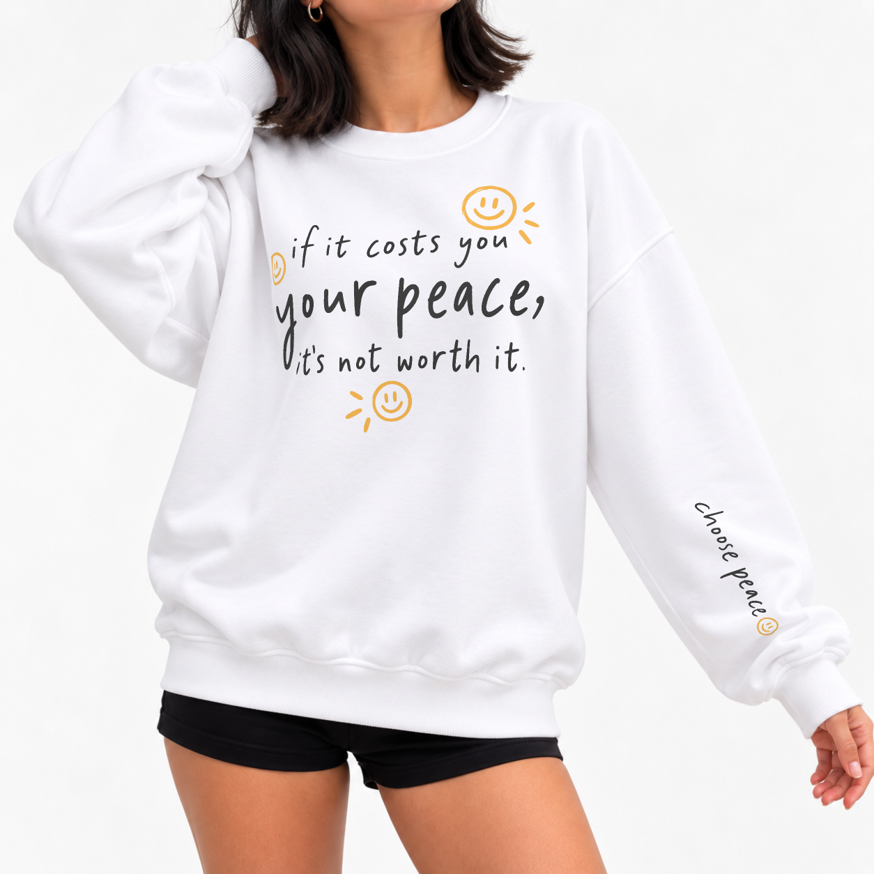 Choose Peace Sweater - White