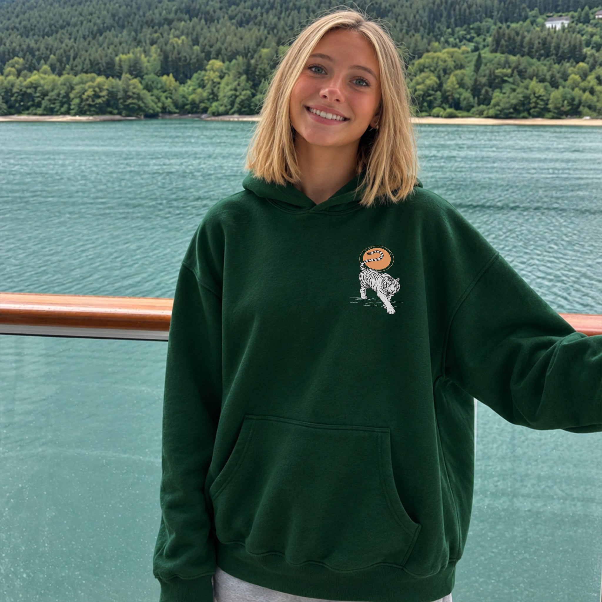 Dear Person Tiger Hoodie - Forest Green