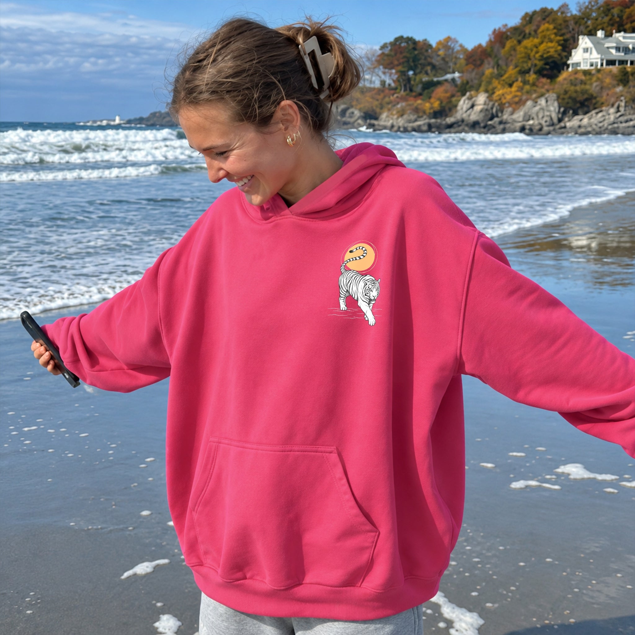 Dear Person Tiger Hoodie - Hot Pink