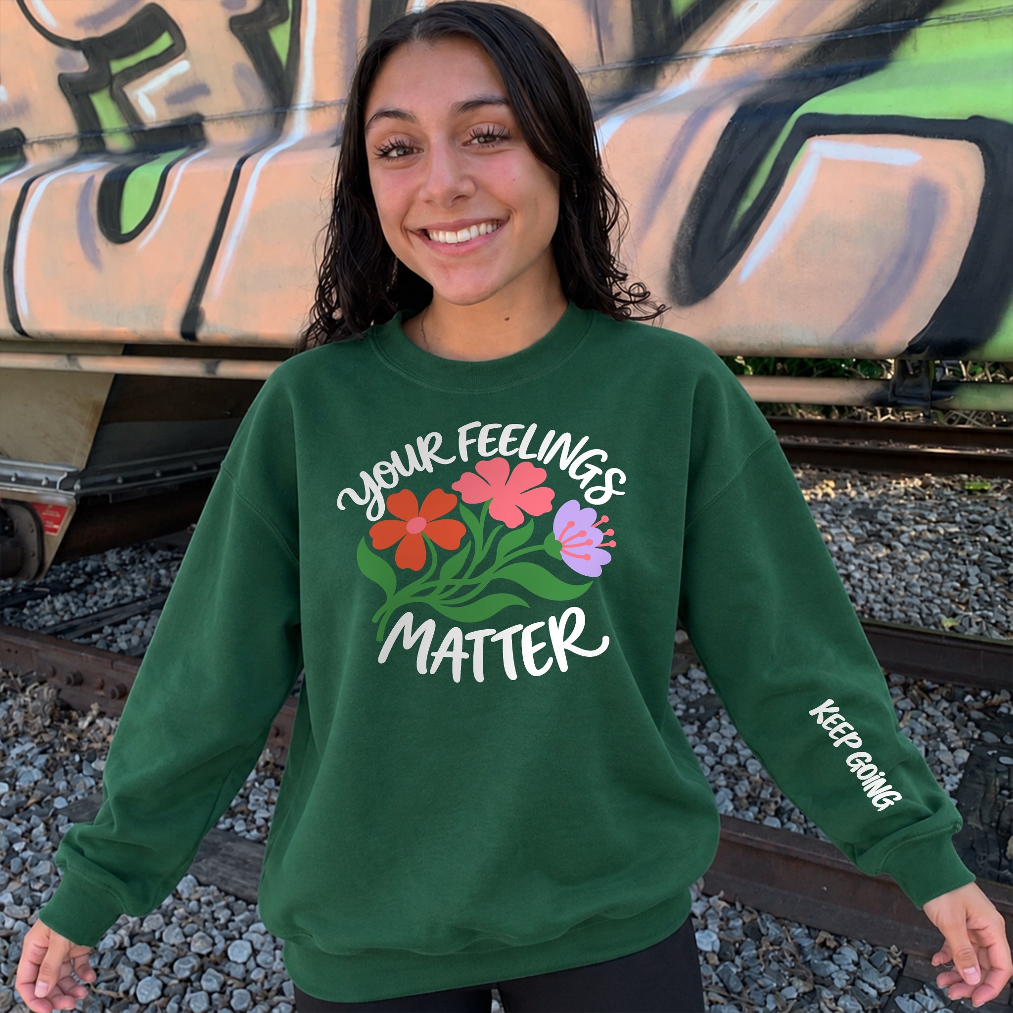 Feelings Matter Sweater - Forest Green