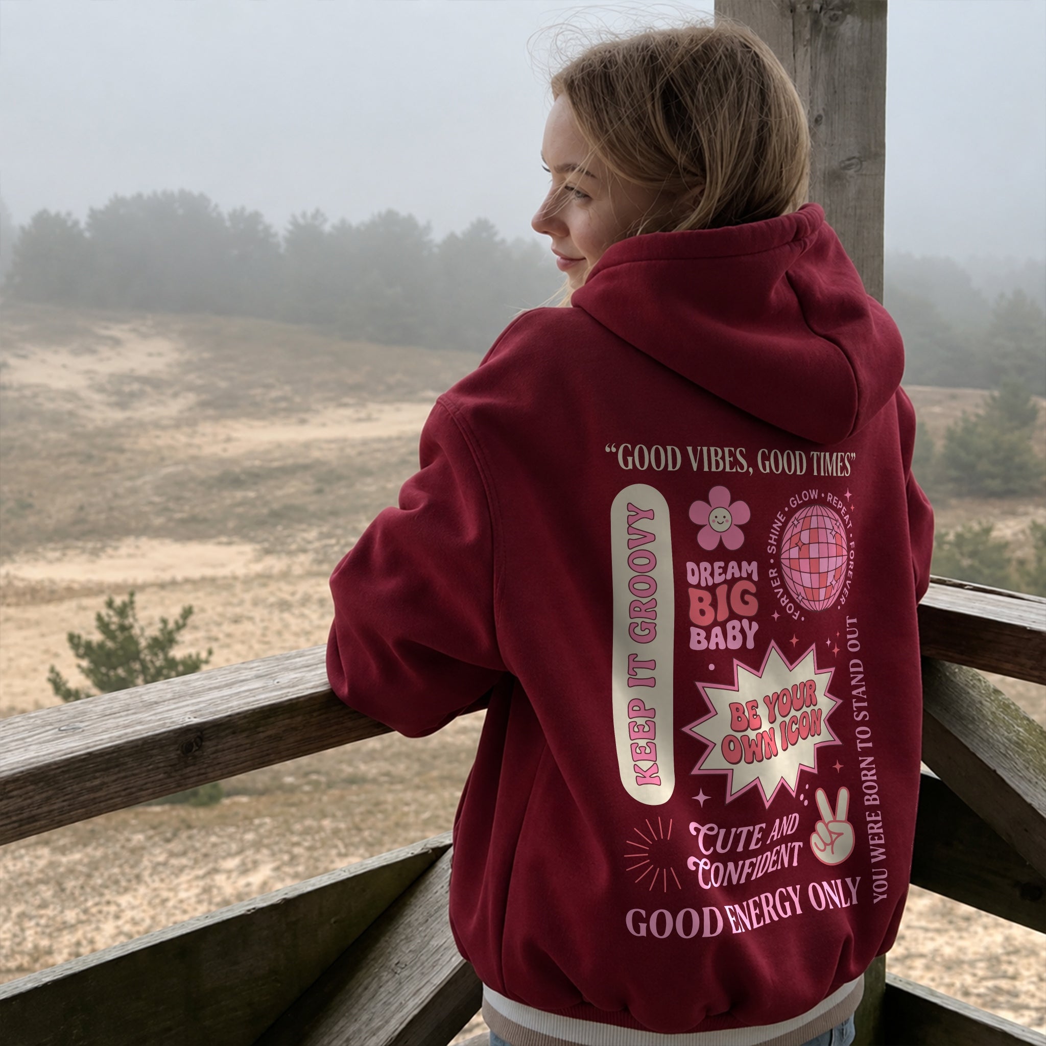 Good Energy Only Hoodie - Burgundy
