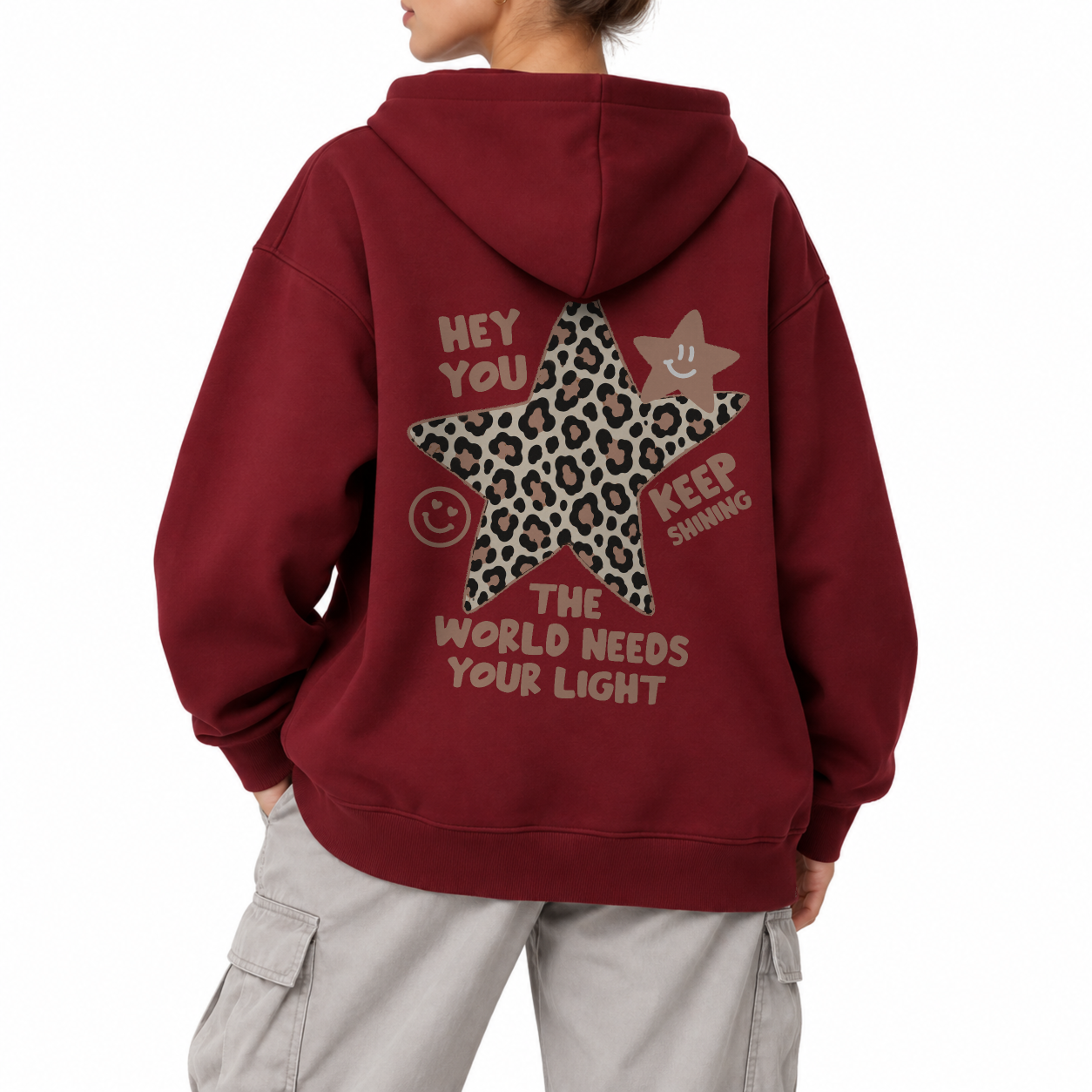 Hey You Zip Hoodie - Burgundy