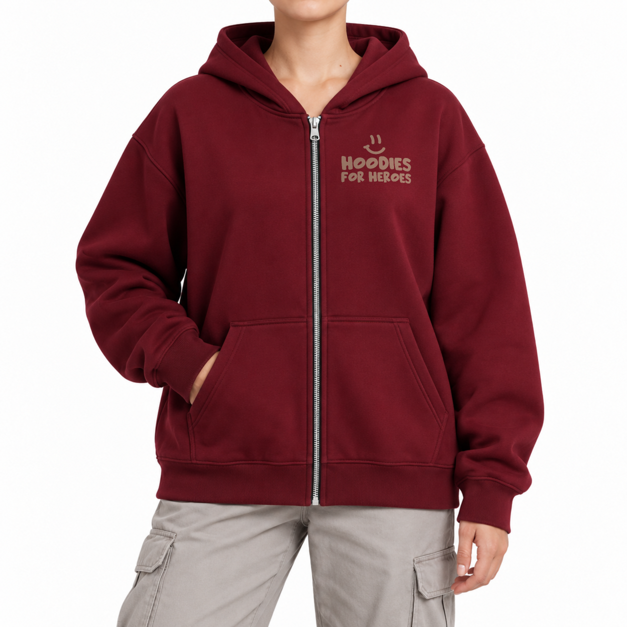 Hey You Zip Hoodie - Burgundy
