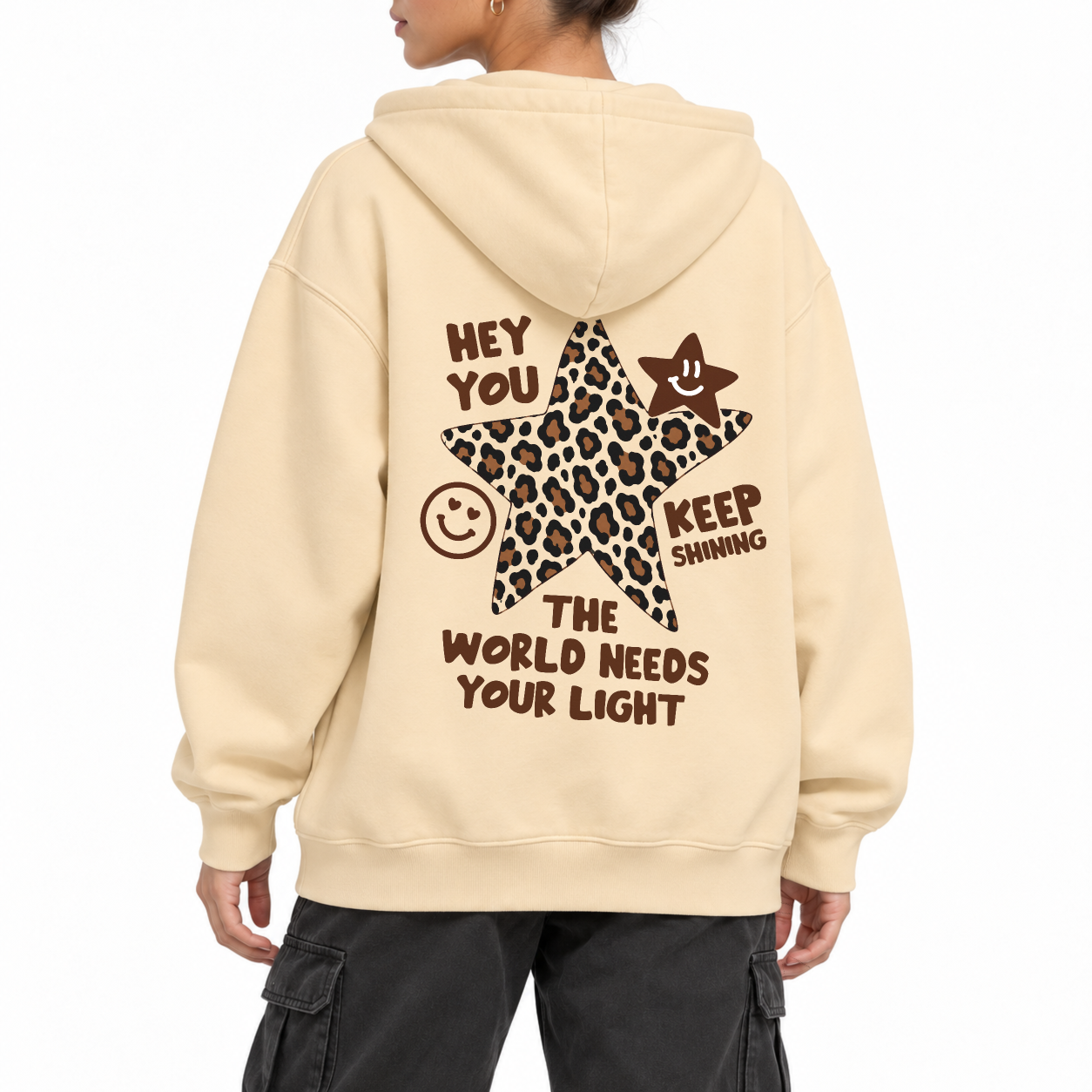 Hey You Zip Hoodie - Warm Sand