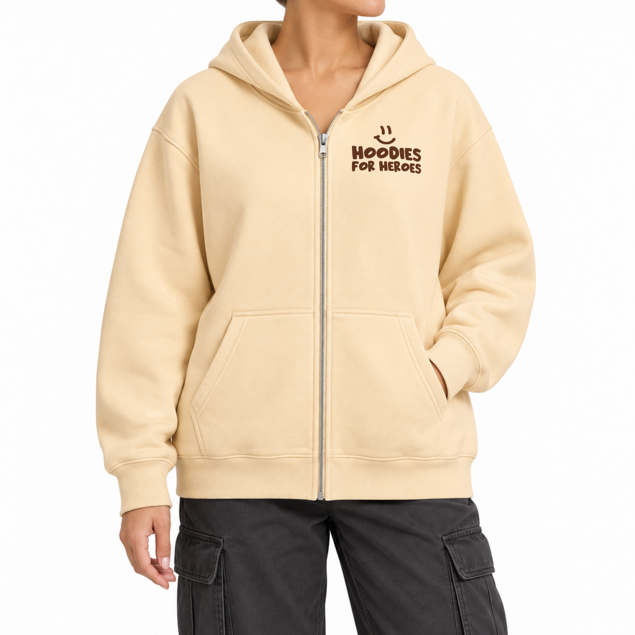 Hey You Zip Hoodie - Warm Sand