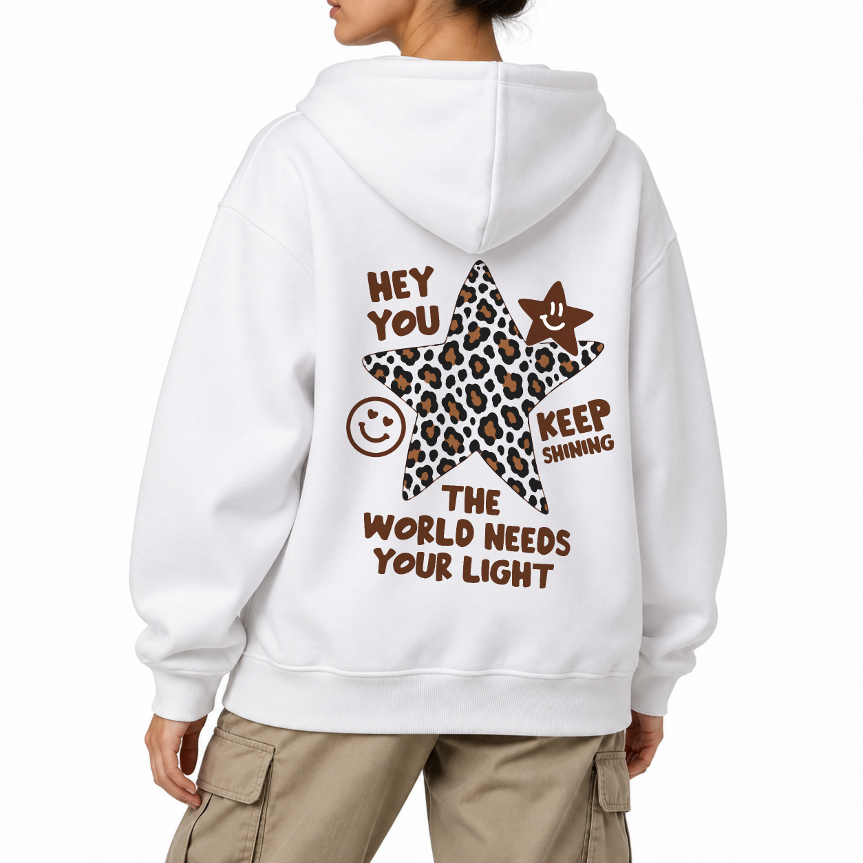 Hey You Zip Hoodie - White
