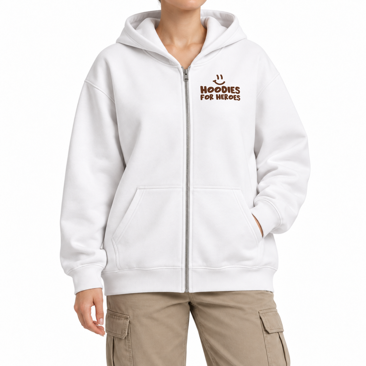 Hey You Zip Hoodie - White