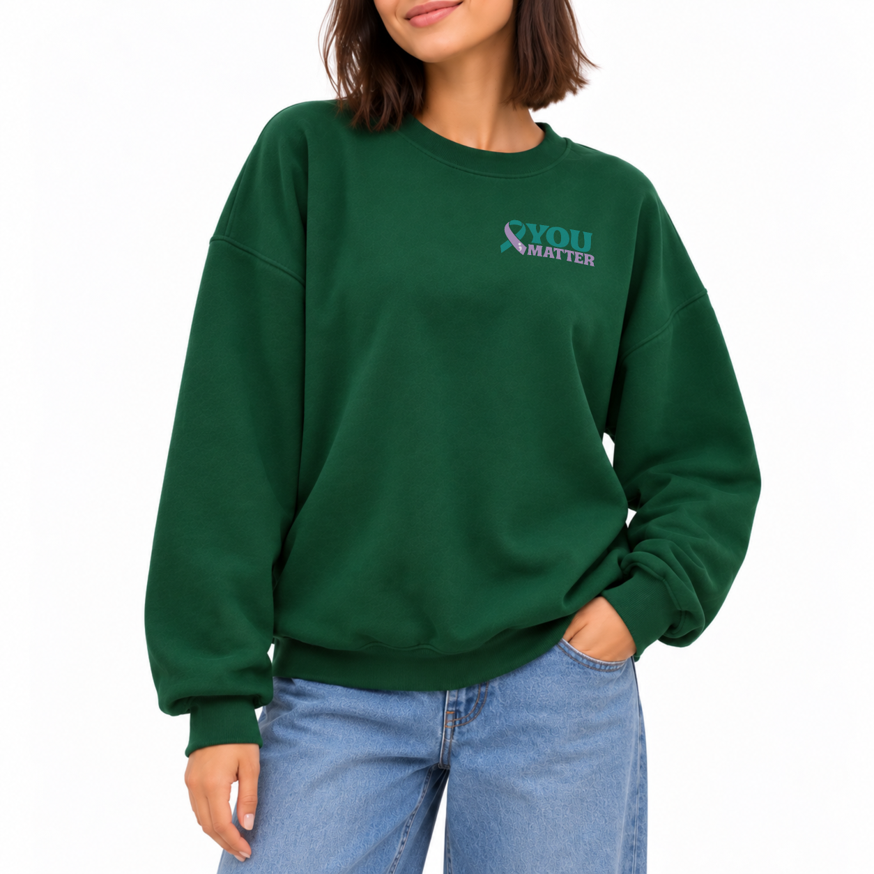 Keep Writing Sweater - Forest Green