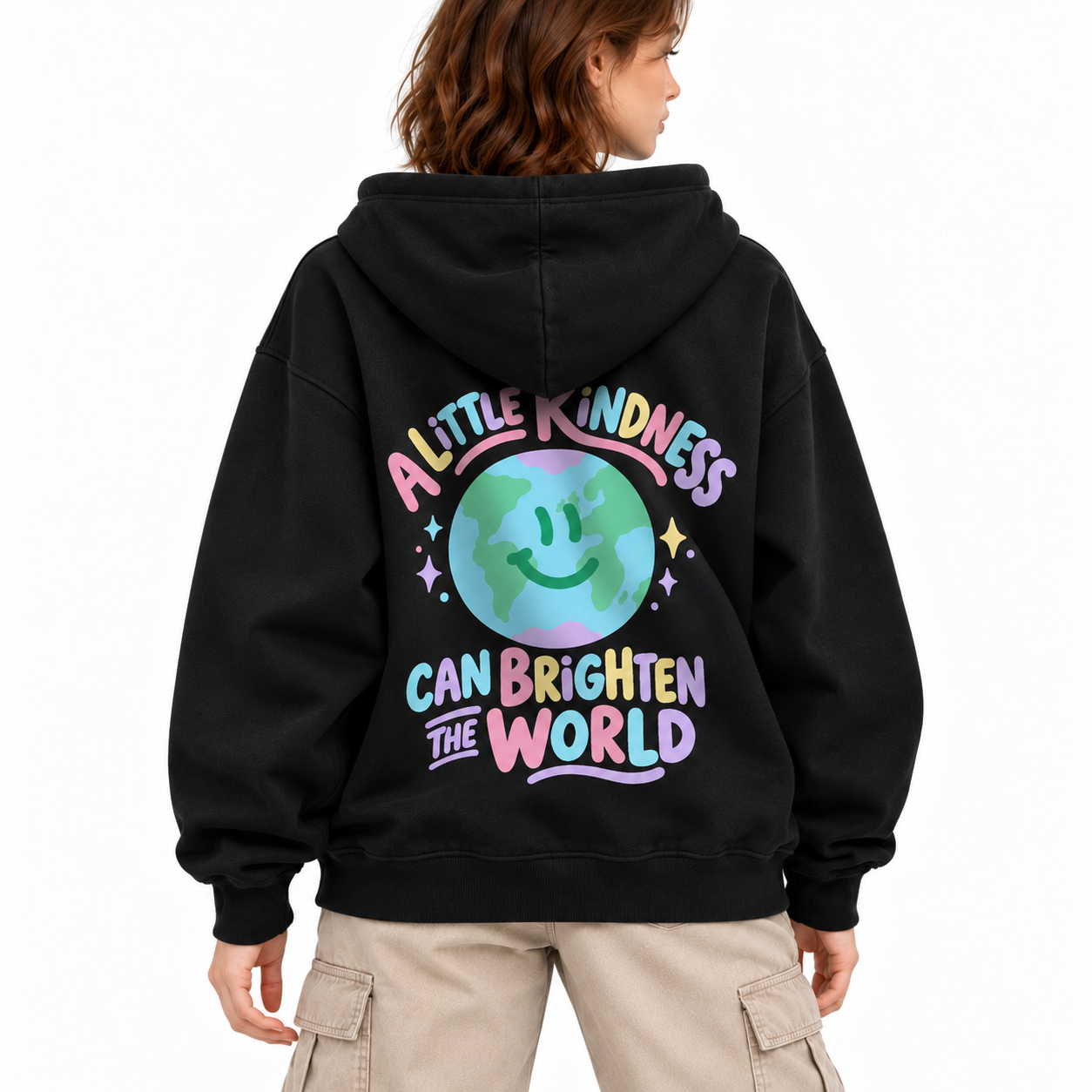 Kind World Zip Hoodie - Black