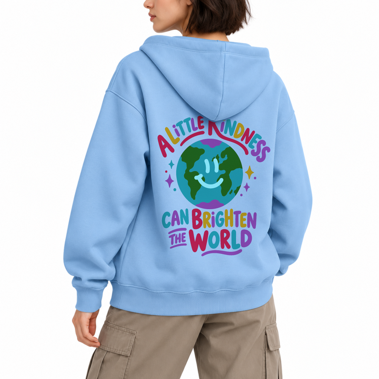 Kind World Zip Hoodie - Sky Blue