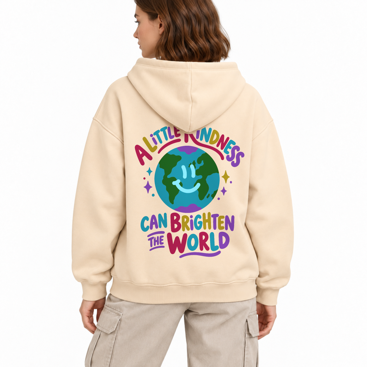 Kind World Zip Hoodie - Warm Sand