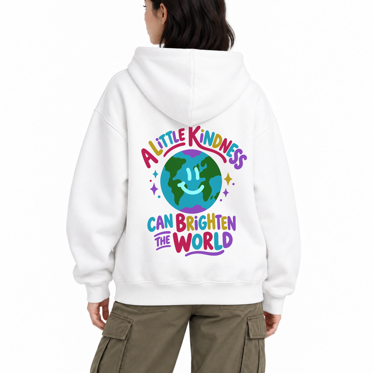 Kind World Zip Hoodie - White