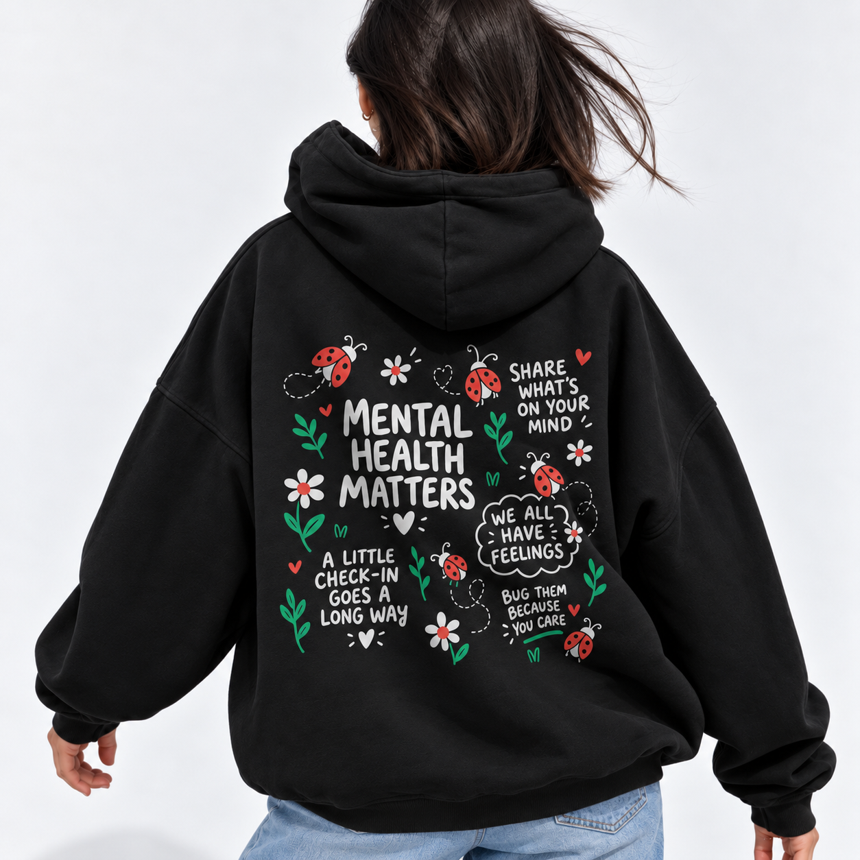 Ladybug Check-In Hoodie - Black