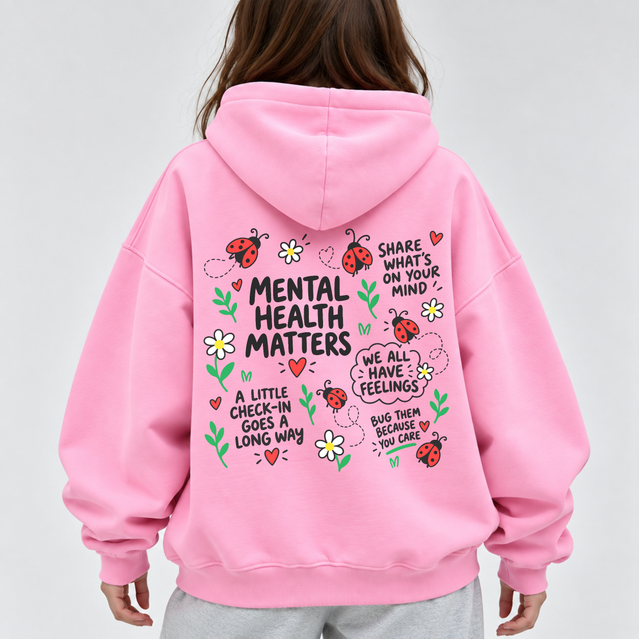 Ladybug Check-In Hoodie - Bubblegum