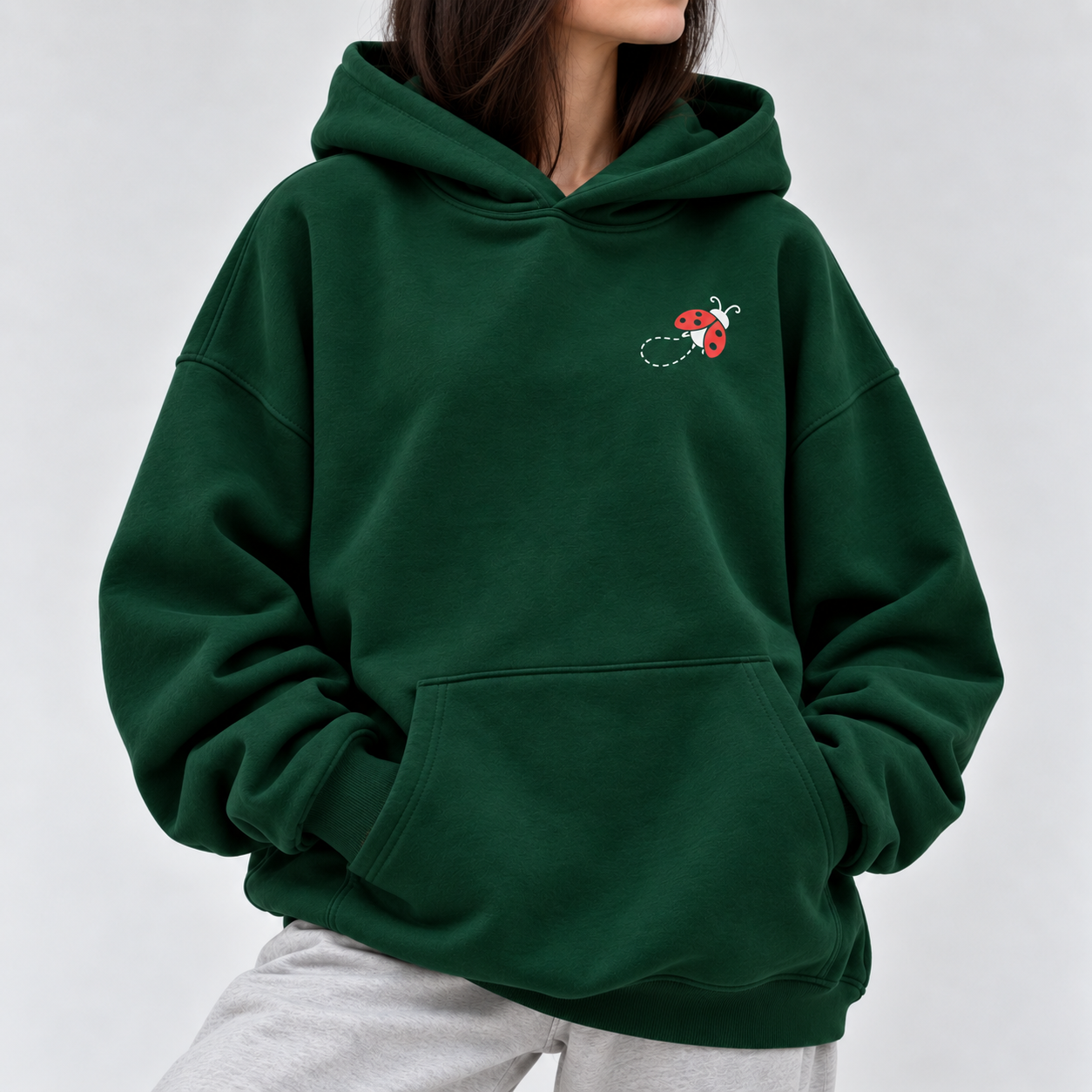 Ladybug Check-In Hoodie - Forest Green