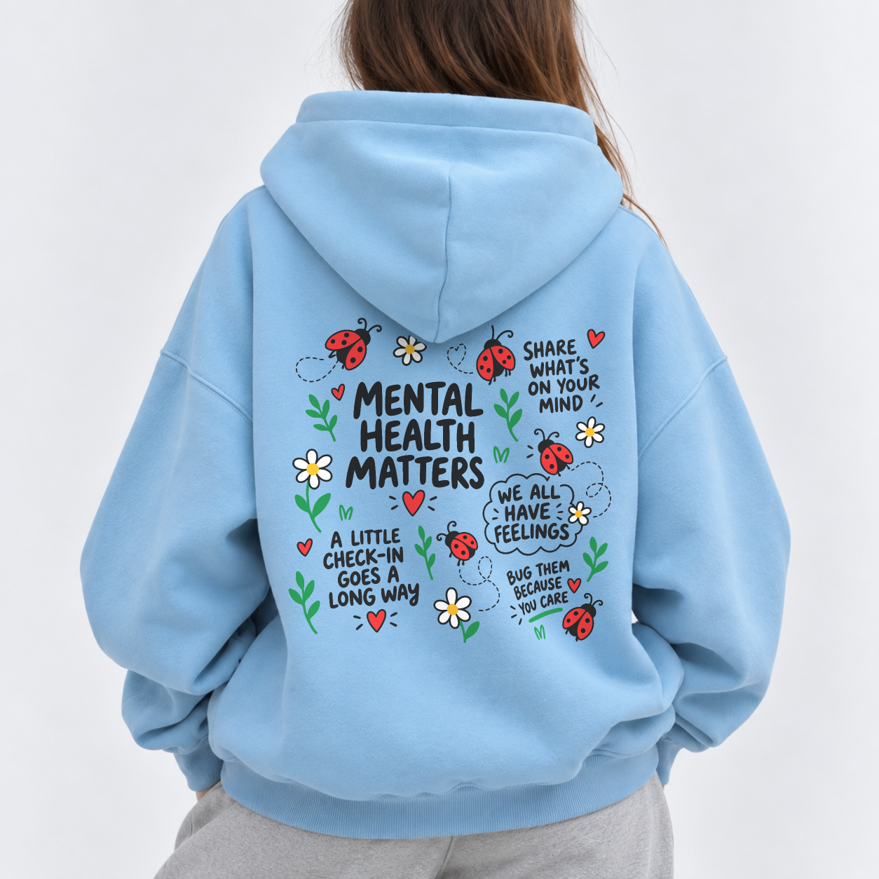 Ladybug Check-In Hoodie - Sky Blue