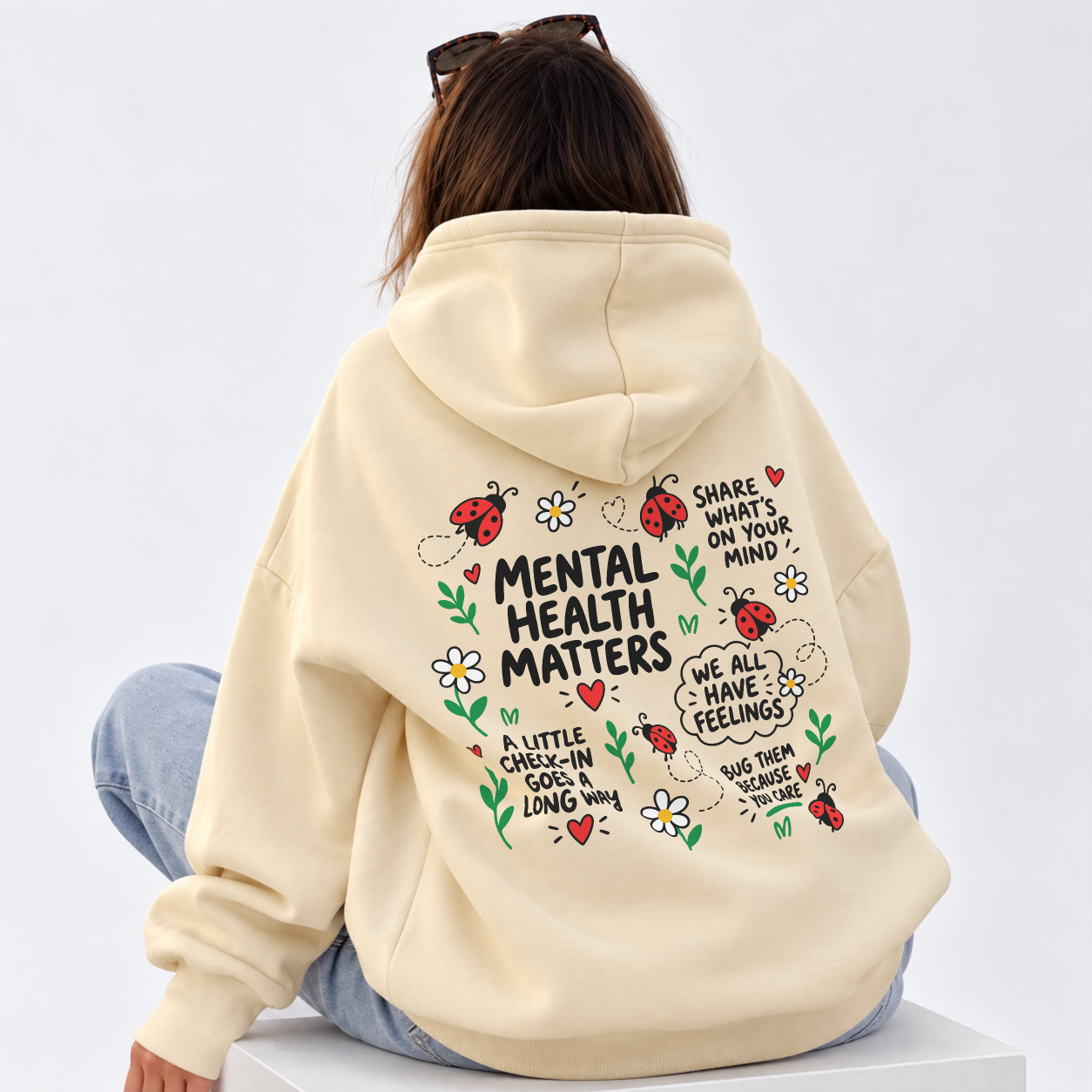 Ladybug Check-In Hoodie - Warm Sand