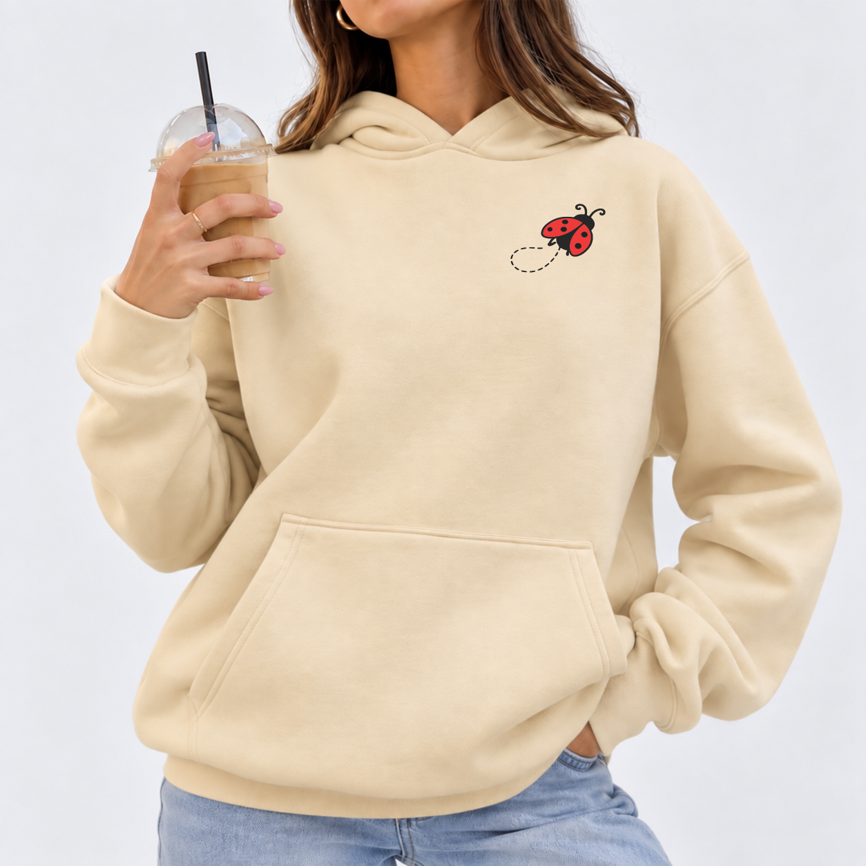 Ladybug Check-In Hoodie - Warm Sand