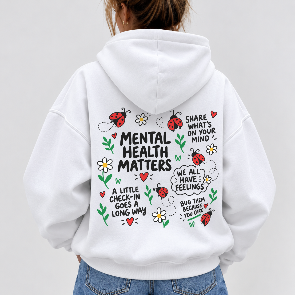Ladybug Check-In Hoodie - White