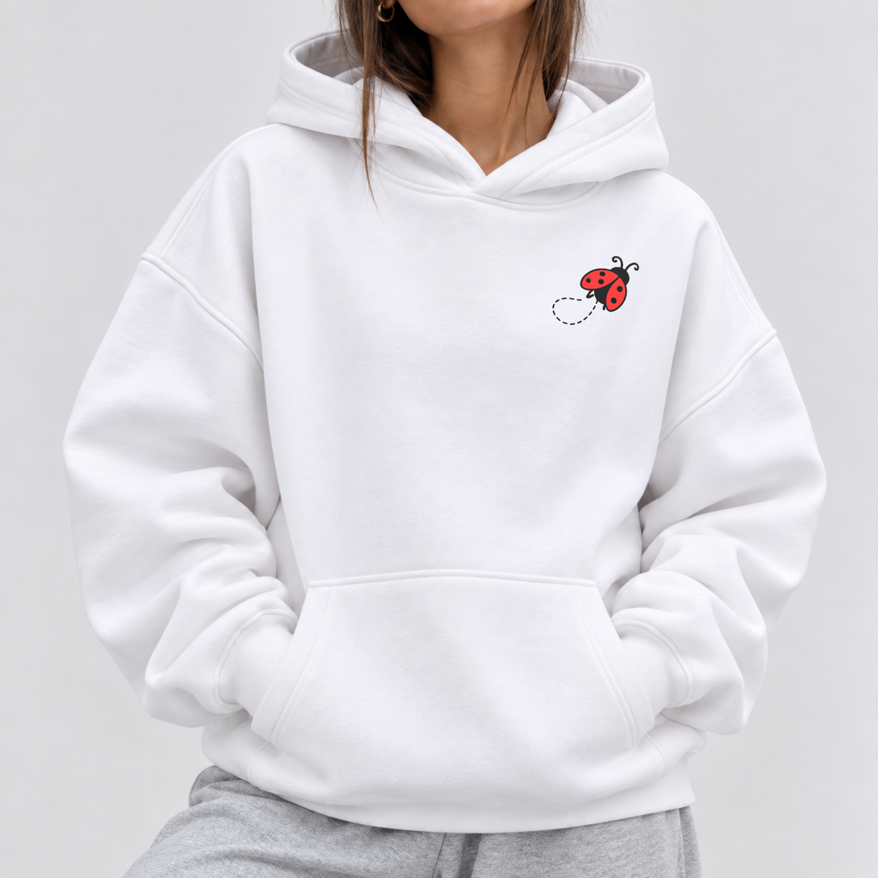 Ladybug Check-In Hoodie - White