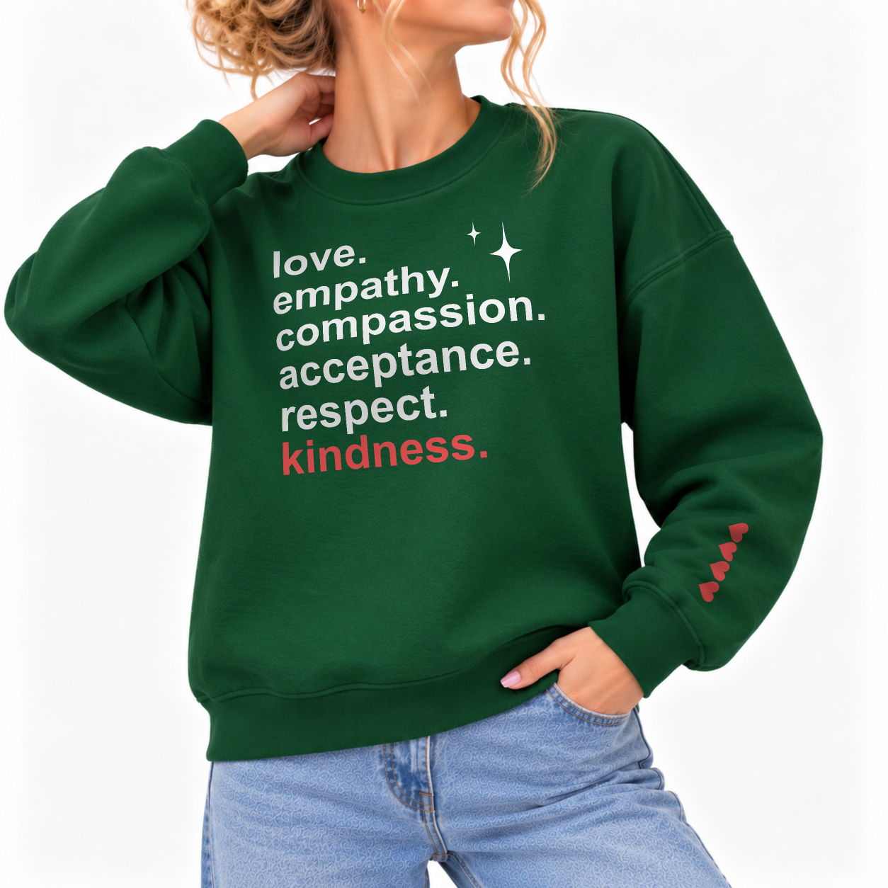 Lead With Love Sweater - Forest Green