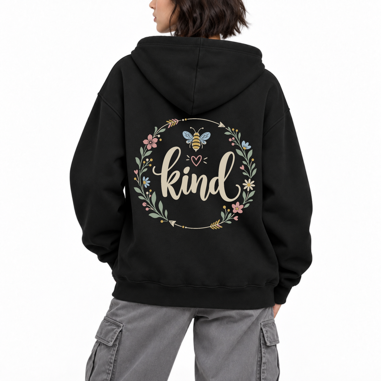 Little Bee Zip Hoodie - Black