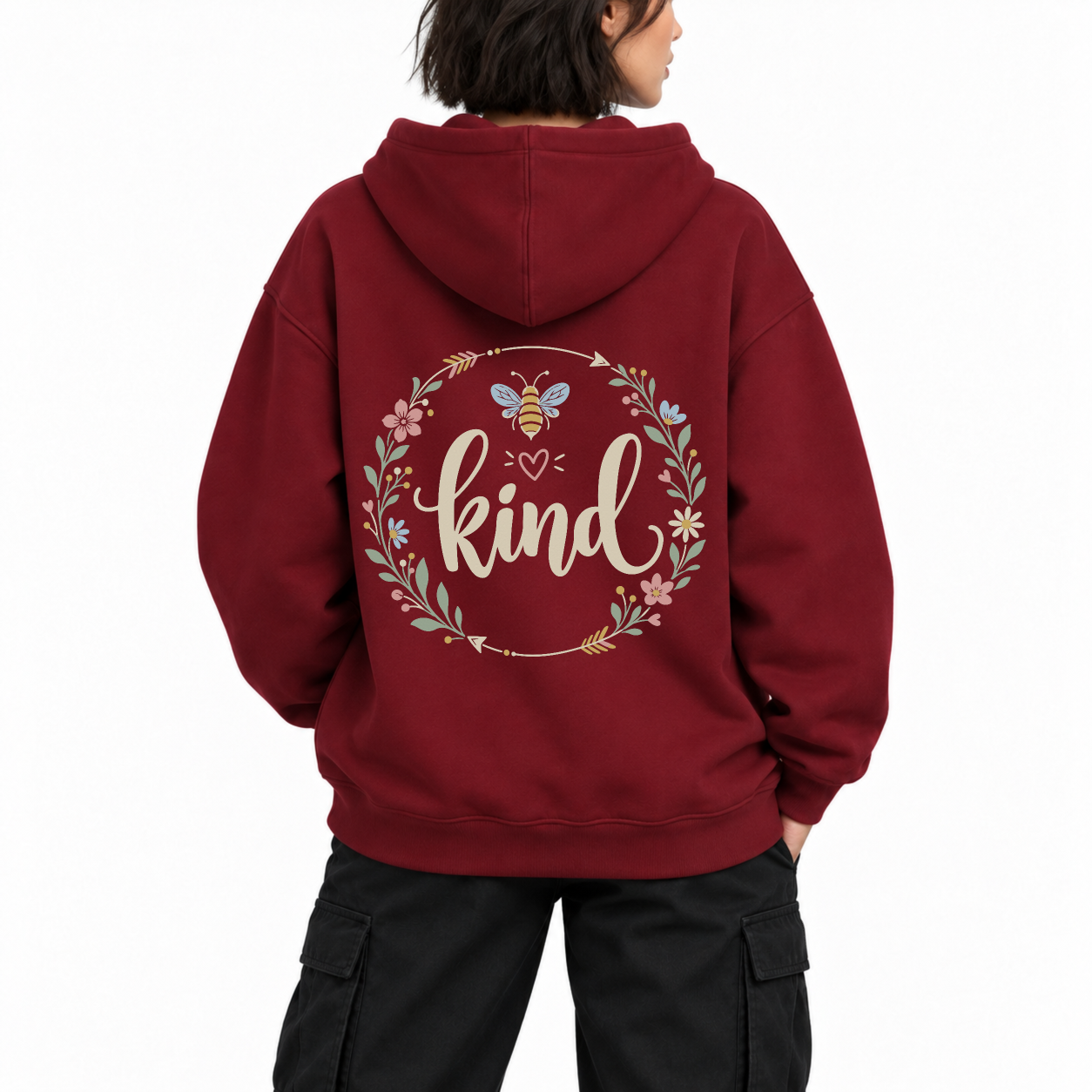 Little Bee Zip Hoodie - Burgundy