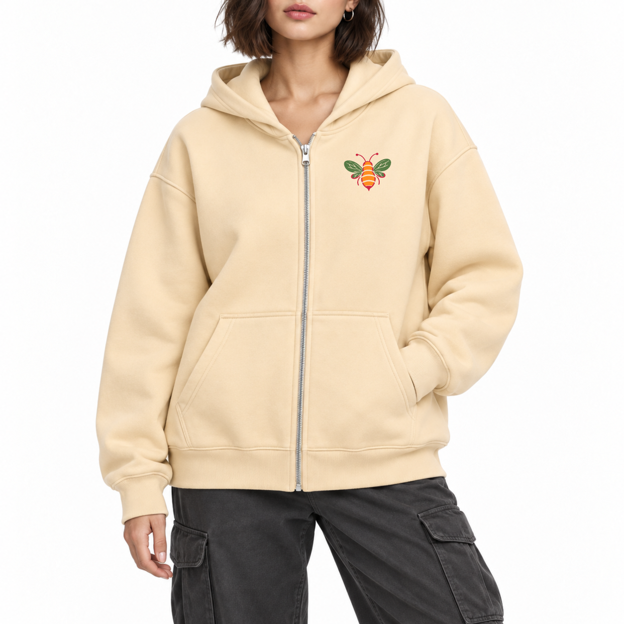 Little Bee Zip Hoodie - Warm Sand