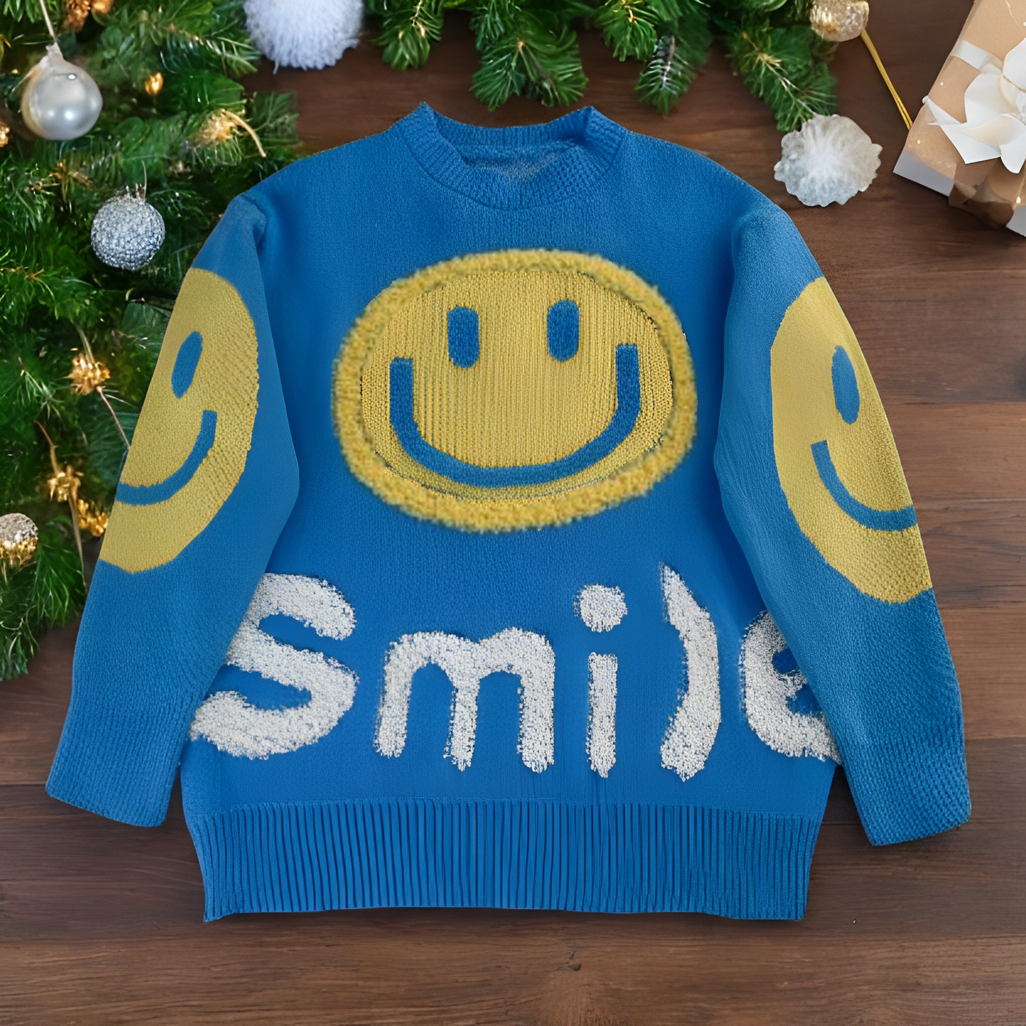 Oversized Fuzzy Smile Sweater