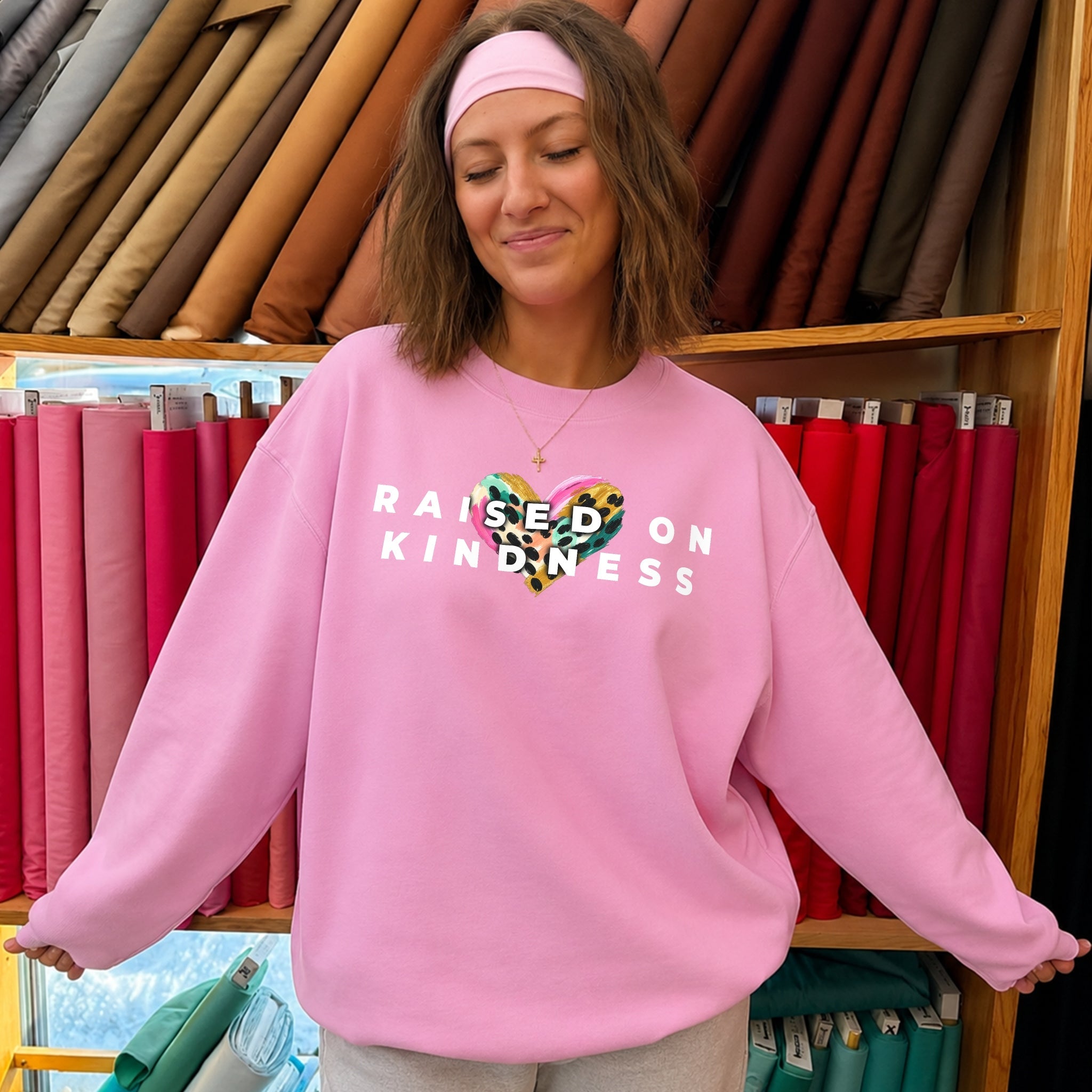 Raised On Kindness Sweater - Bubblegum