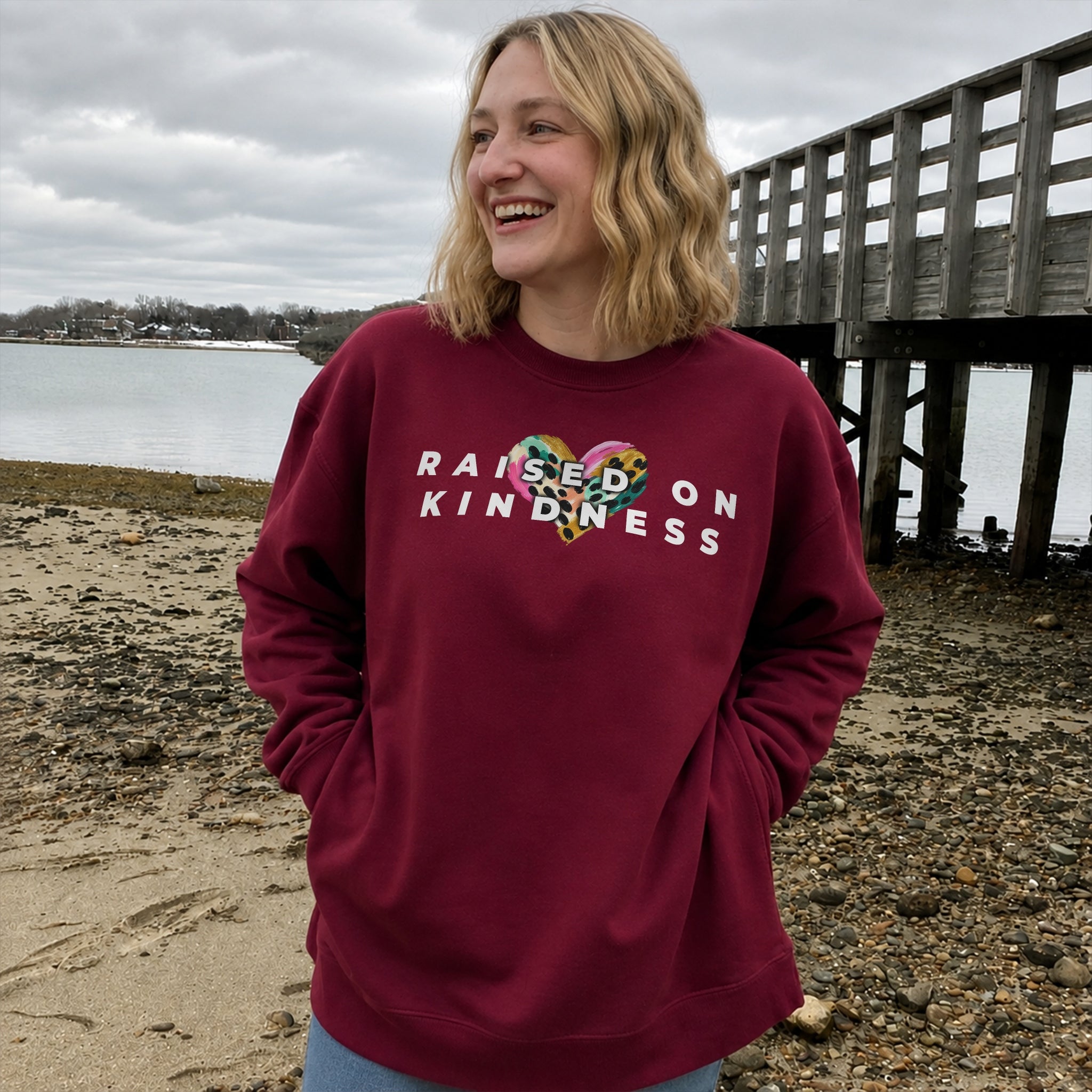 Raised On Kindness Sweater - Burgundy
