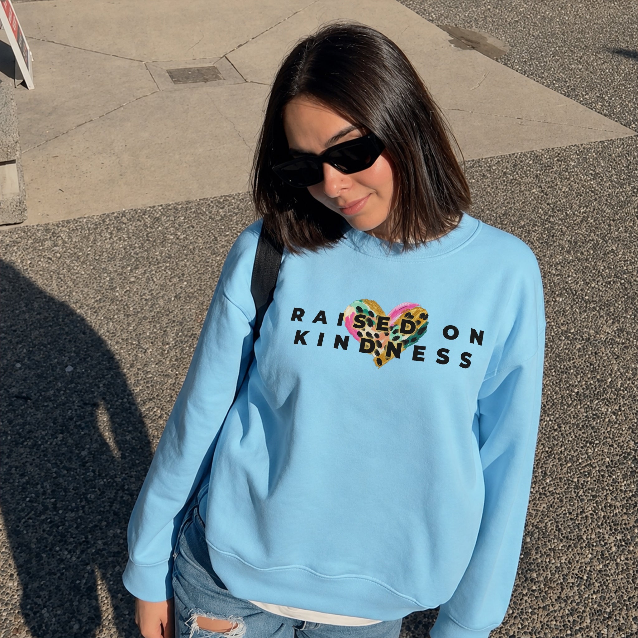Raised On Kindness Sweater - Sky Blue