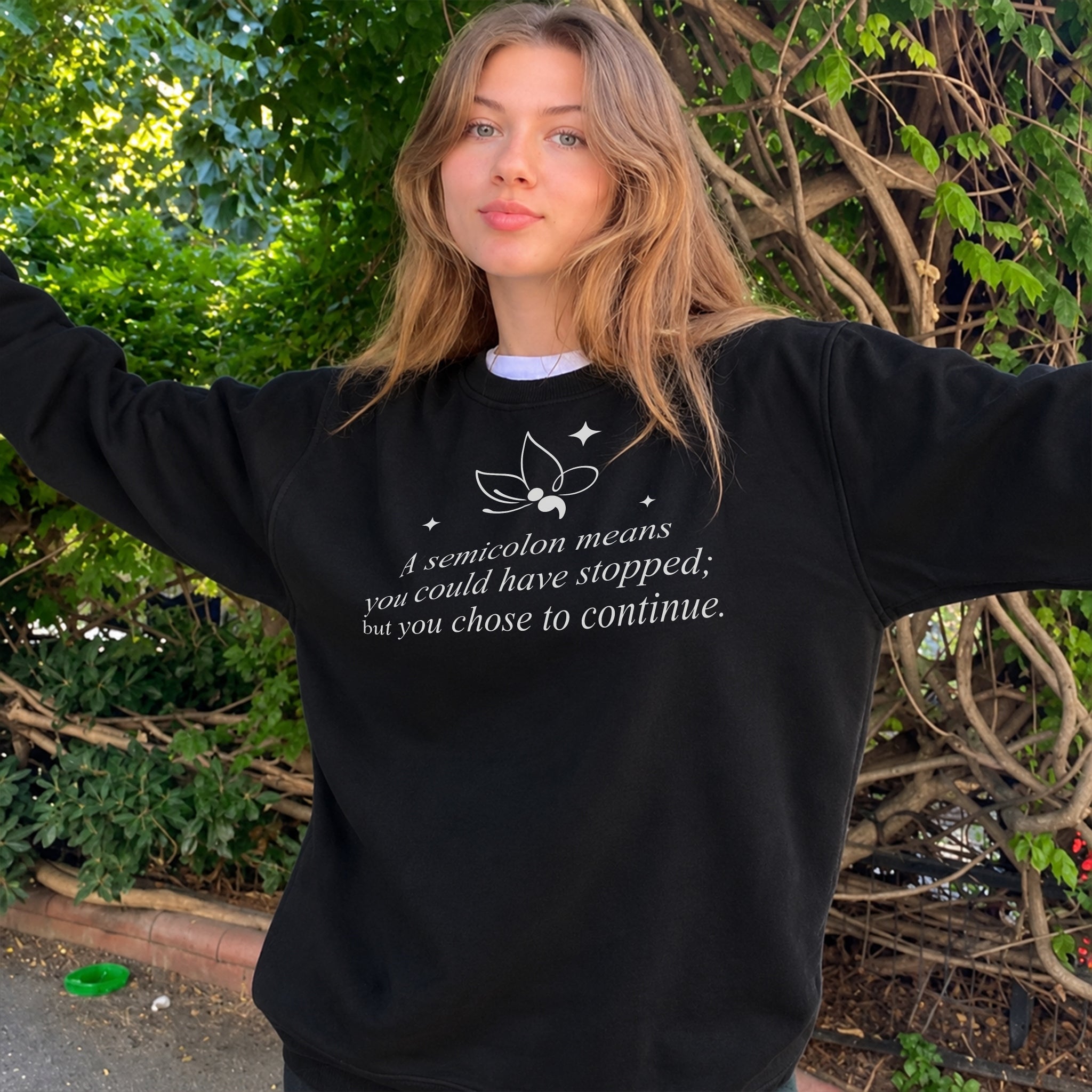 Semicolon Butterfly Sweater - Black