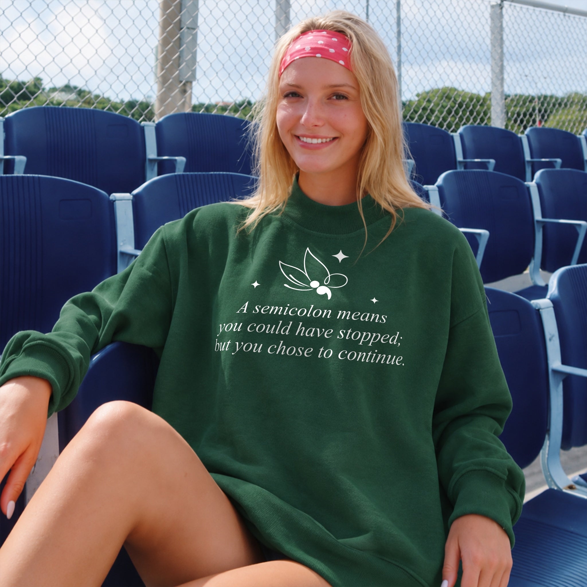 Semicolon Butterfly Sweater - Forest Green