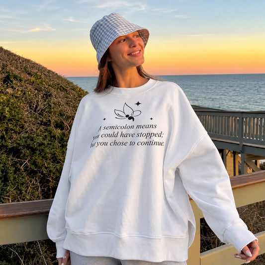 Semicolon Butterfly Sweater - White
