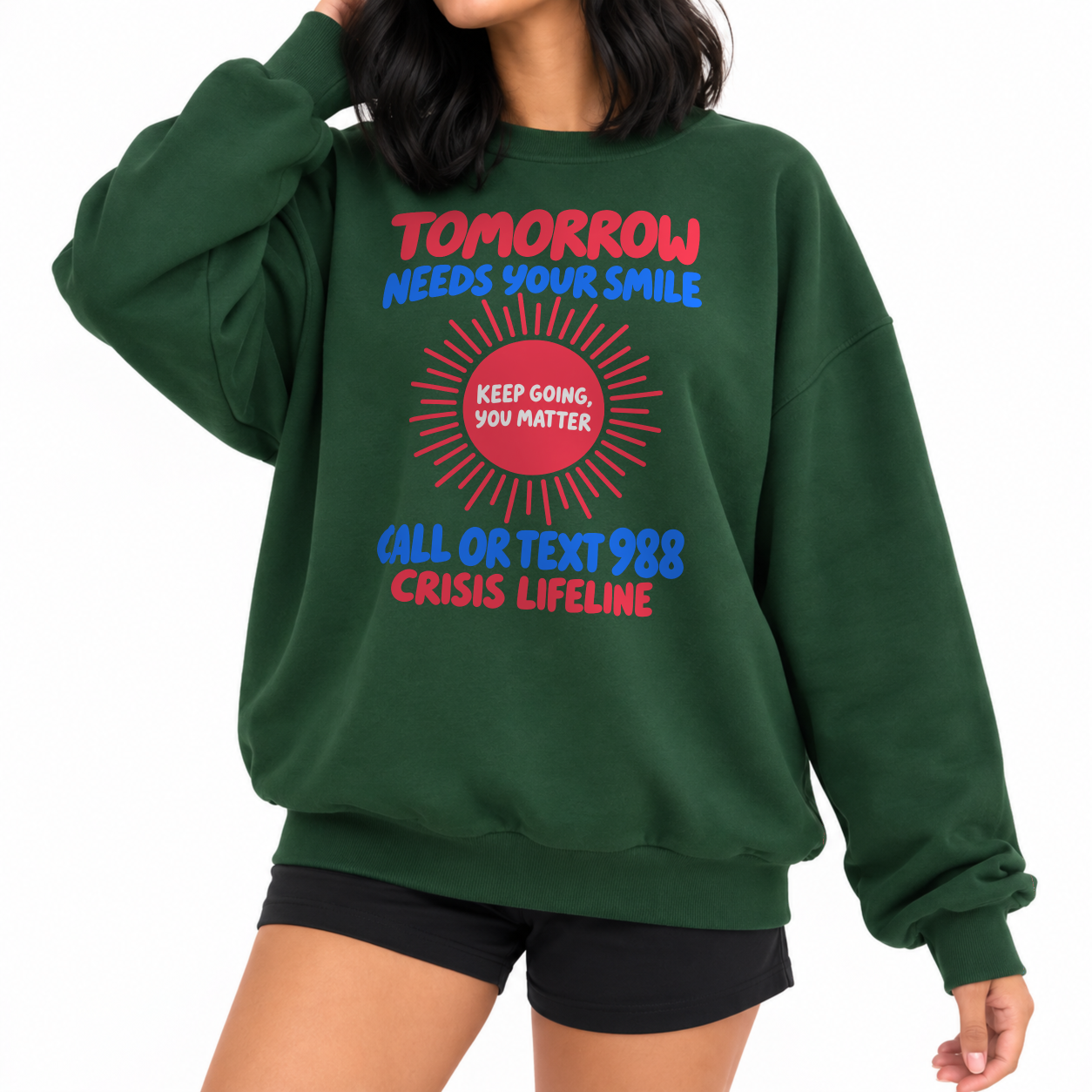 Smile Tomorrow Sweater - Forest Green