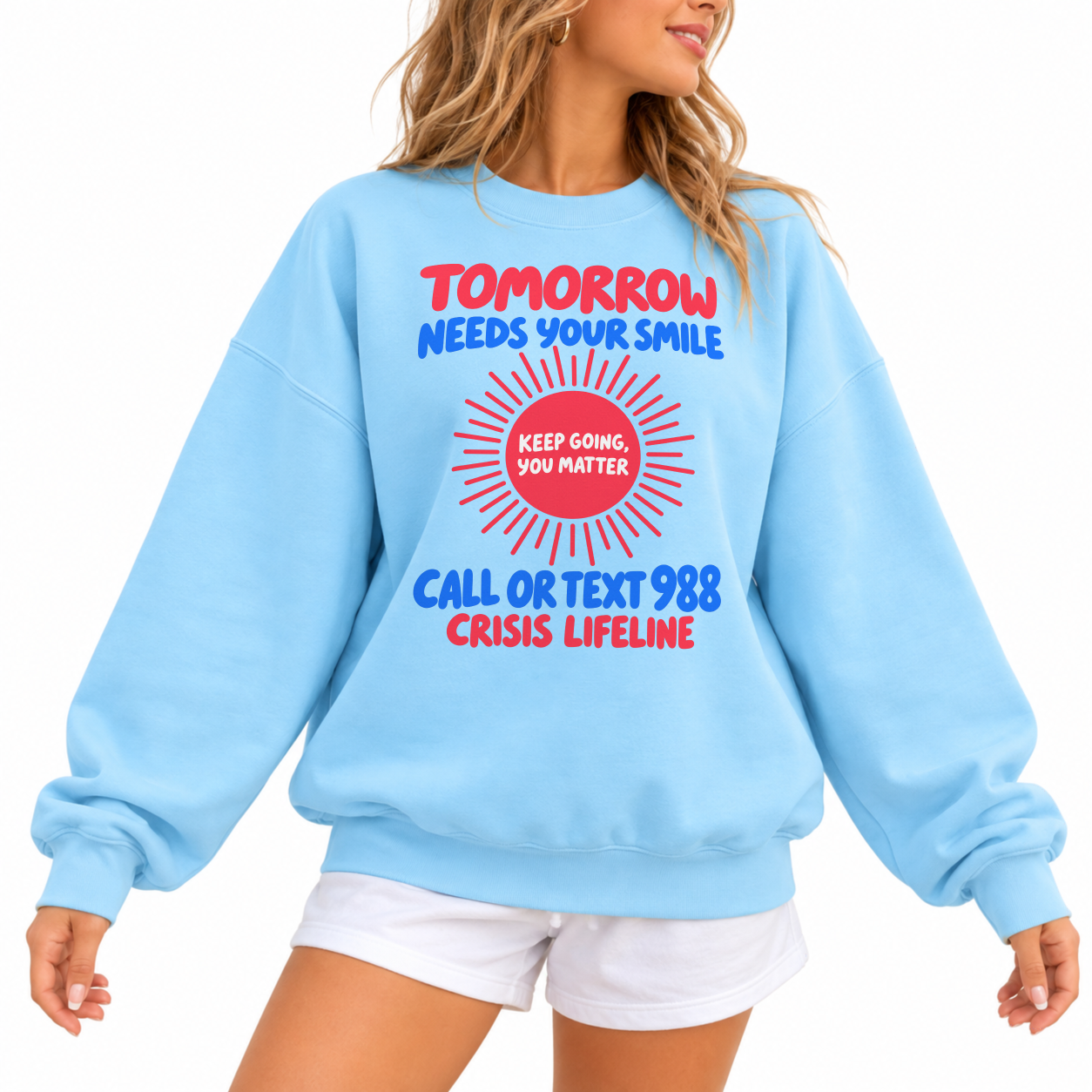 Smile Tomorrow Sweater - Sky Blue