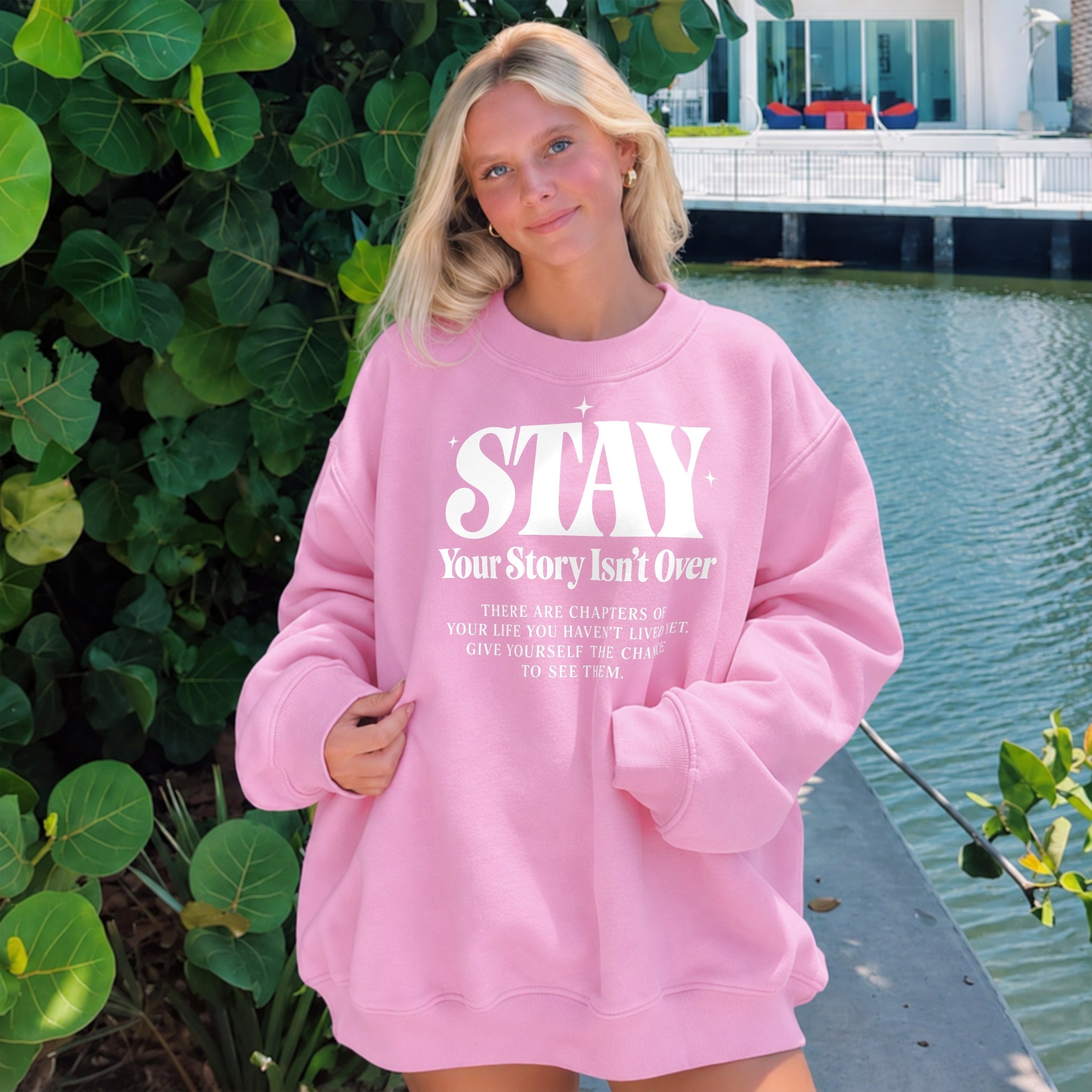 Story Isn't Over Sweater - Bubblegum
