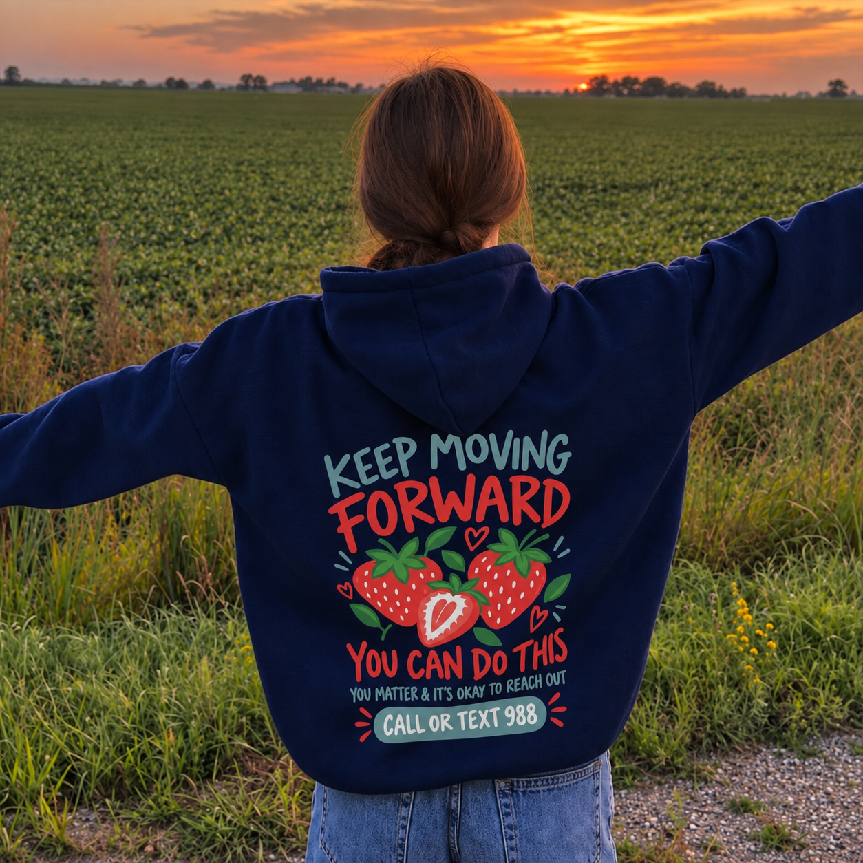 Strawberry Strong Hoodie - Navy