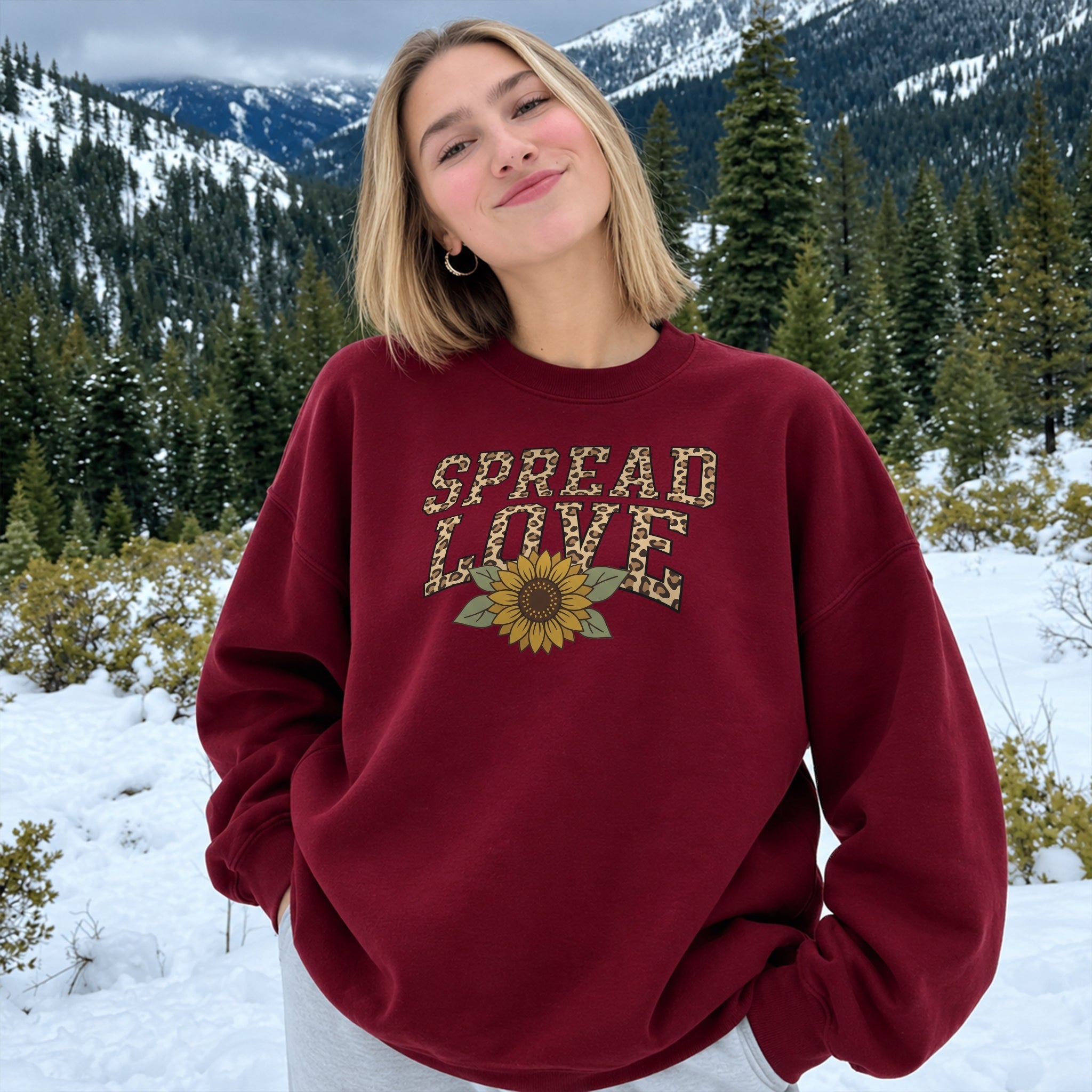 Sunflower Love Sweater - Burgundy