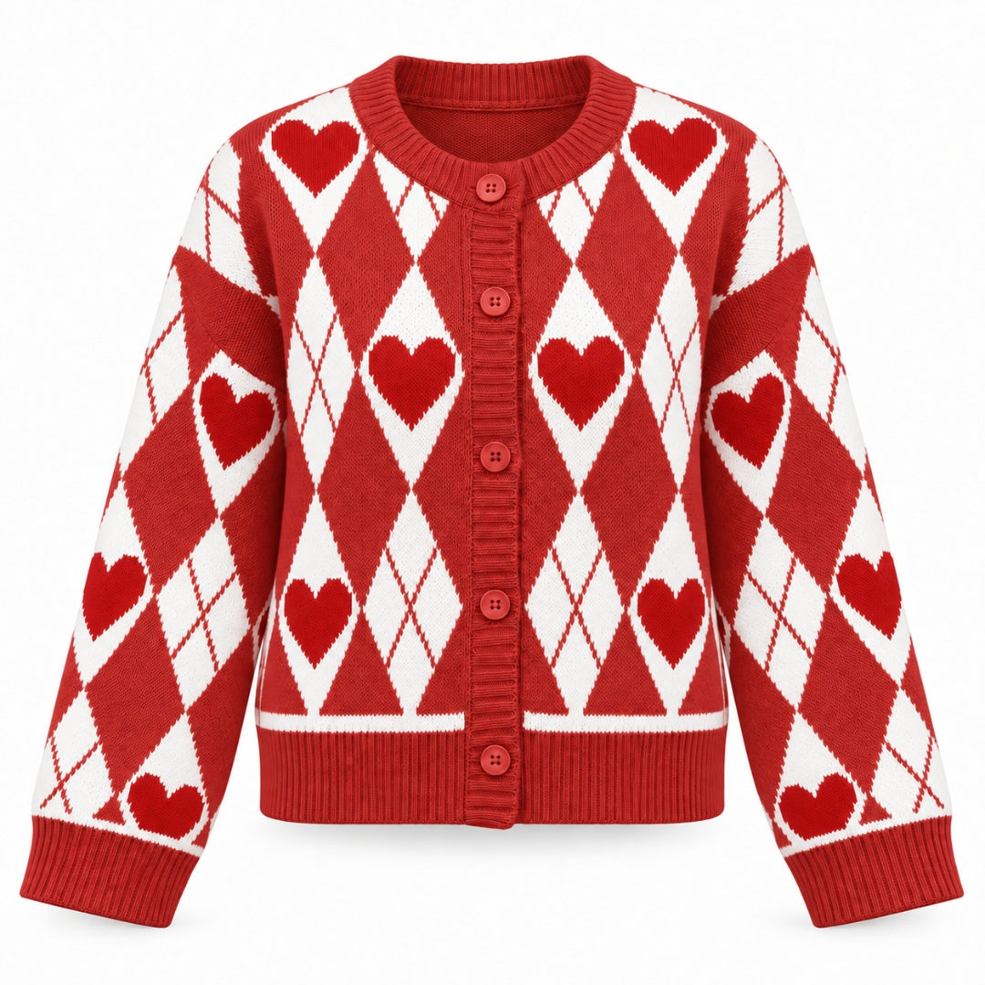 Sweetheart Cardigan - Cherry Red - front