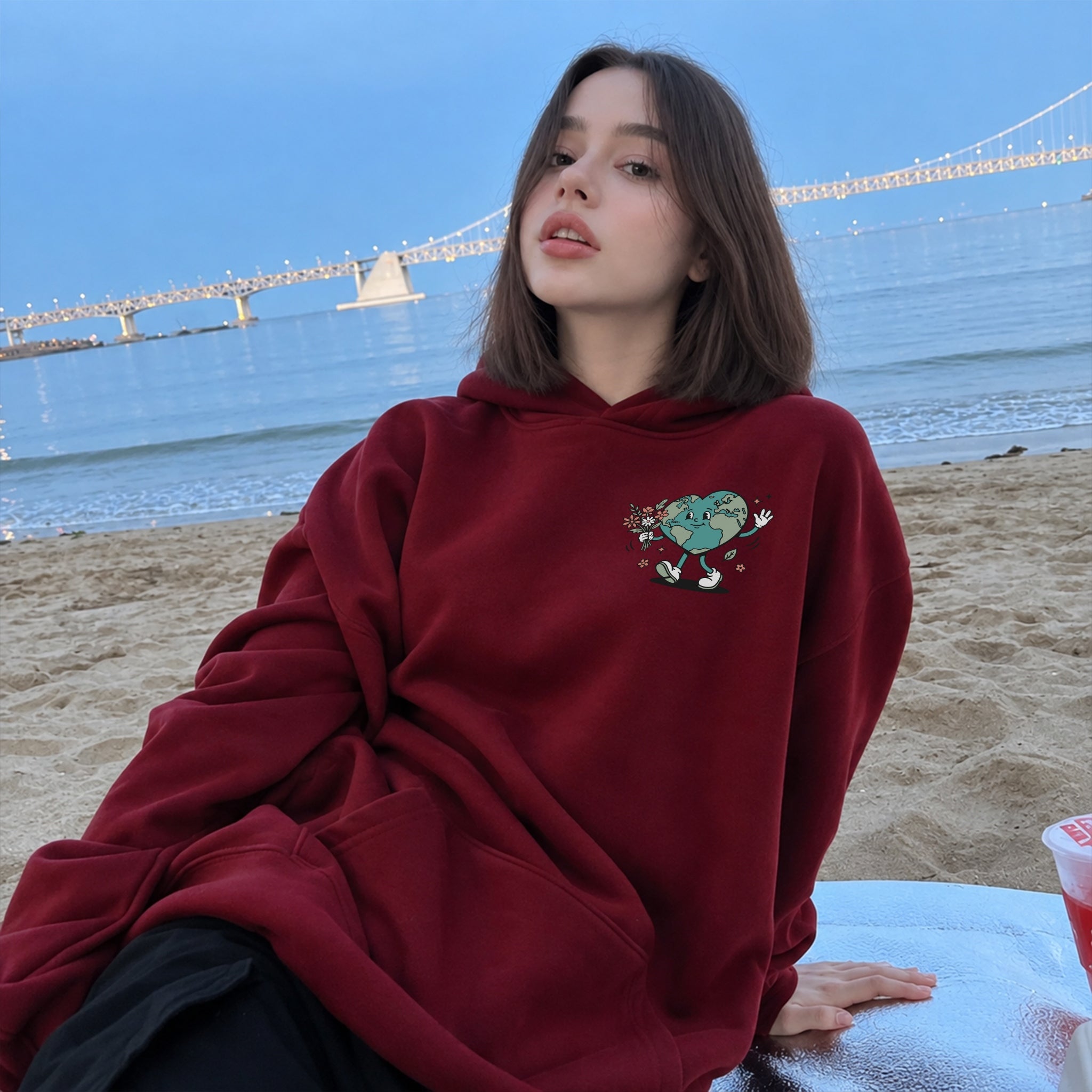Worth Staying For Hoodie - Burgundy