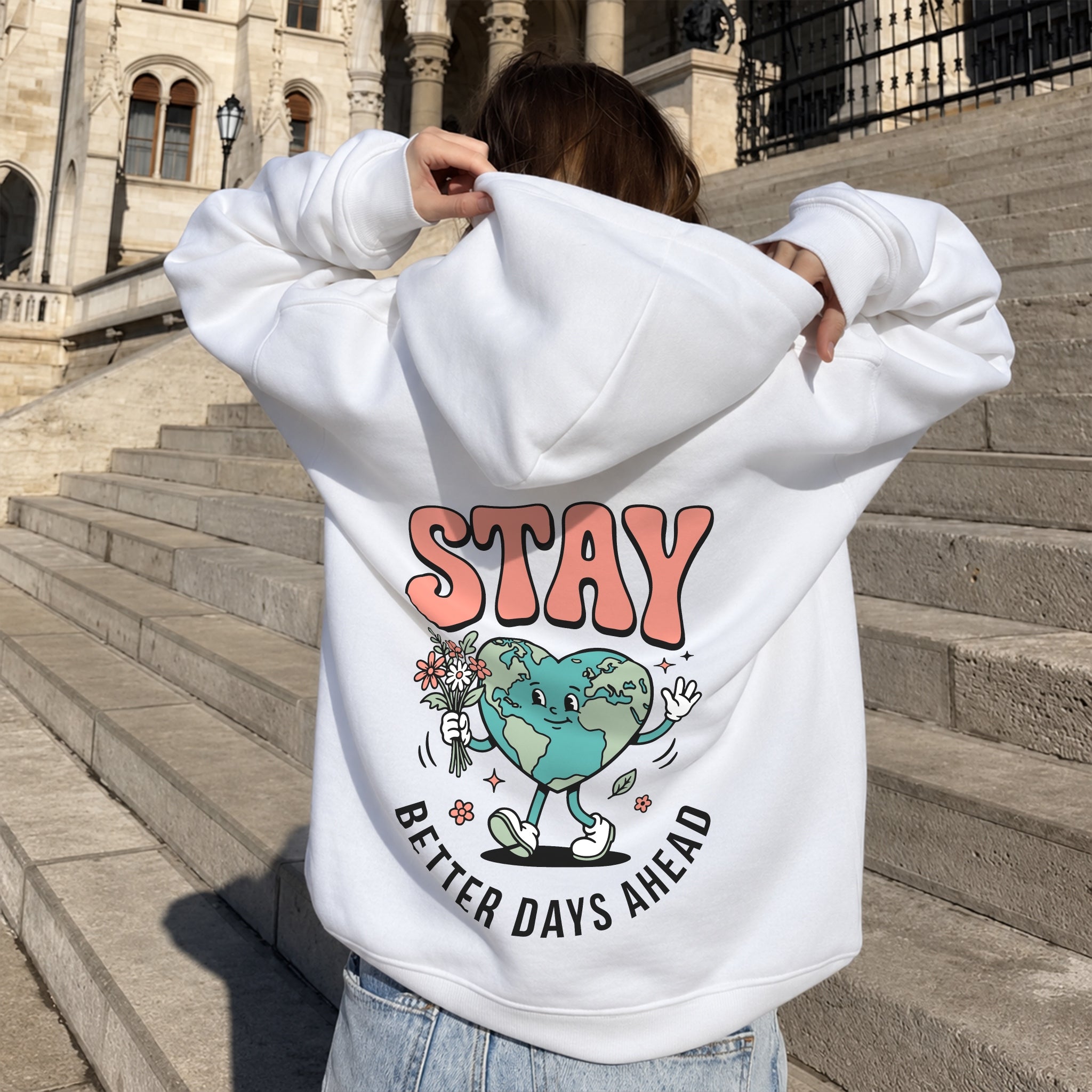 Worth Staying For Hoodie - White
